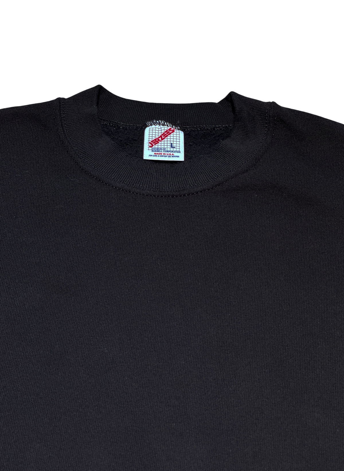 (SUP-869) 90s JERZEES "BLACK" CREW NECK SWEAT - L - MADE IN U.S.A.