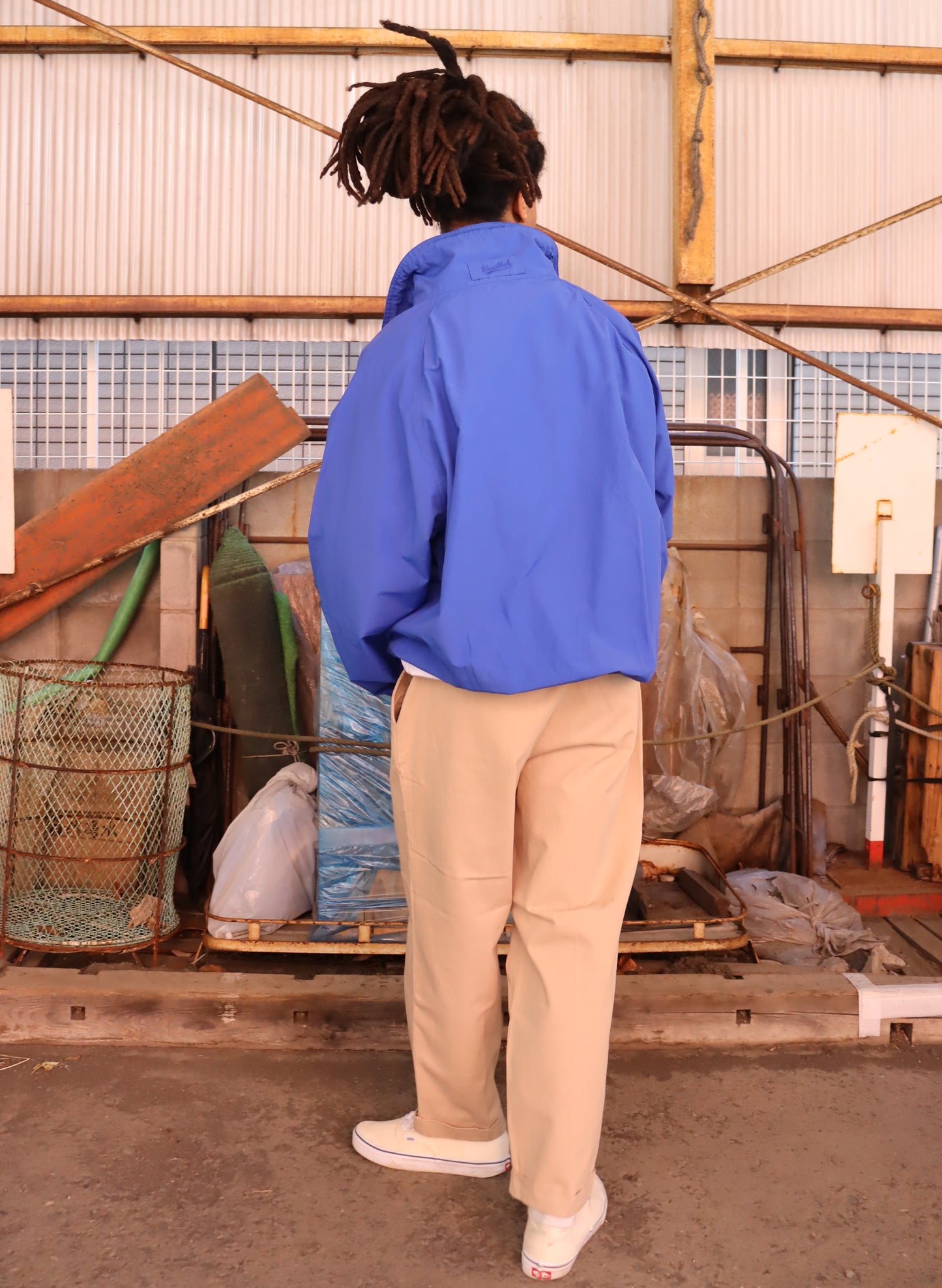 WOODBLOCK COTTON NYLON PULLOVER ANORAK BLUE (WB-26SS-006)