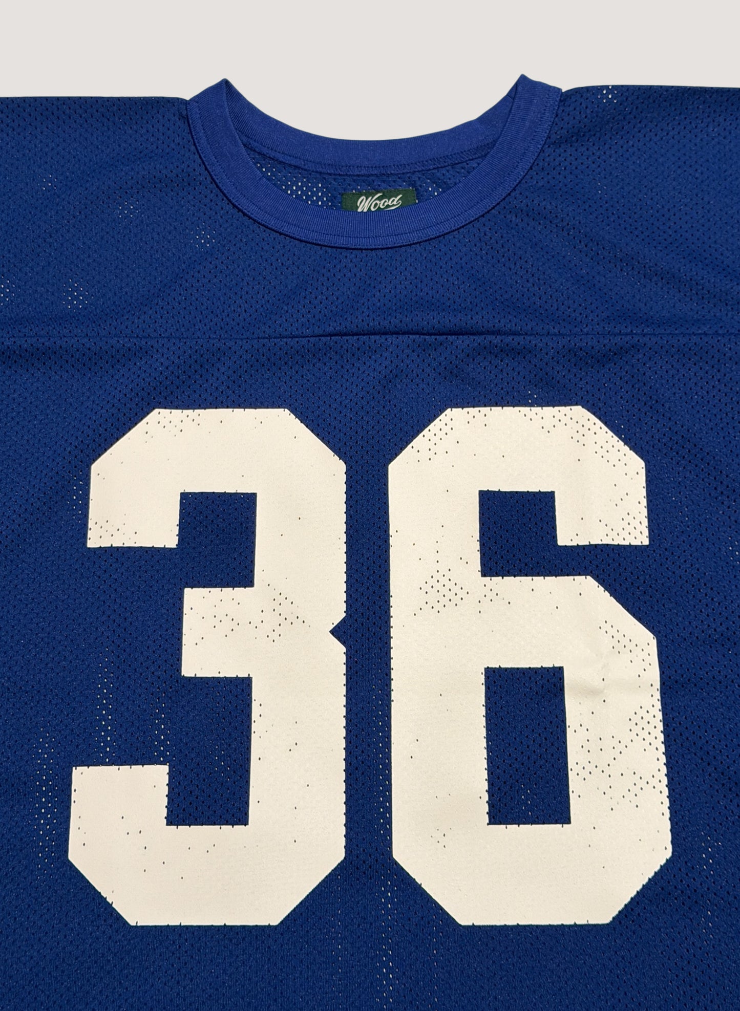 WOODBLOCK 36 S/S CREW NECK MESH FOOTBALL SHIRT BLUE/WHITE (WB-26SS-020)