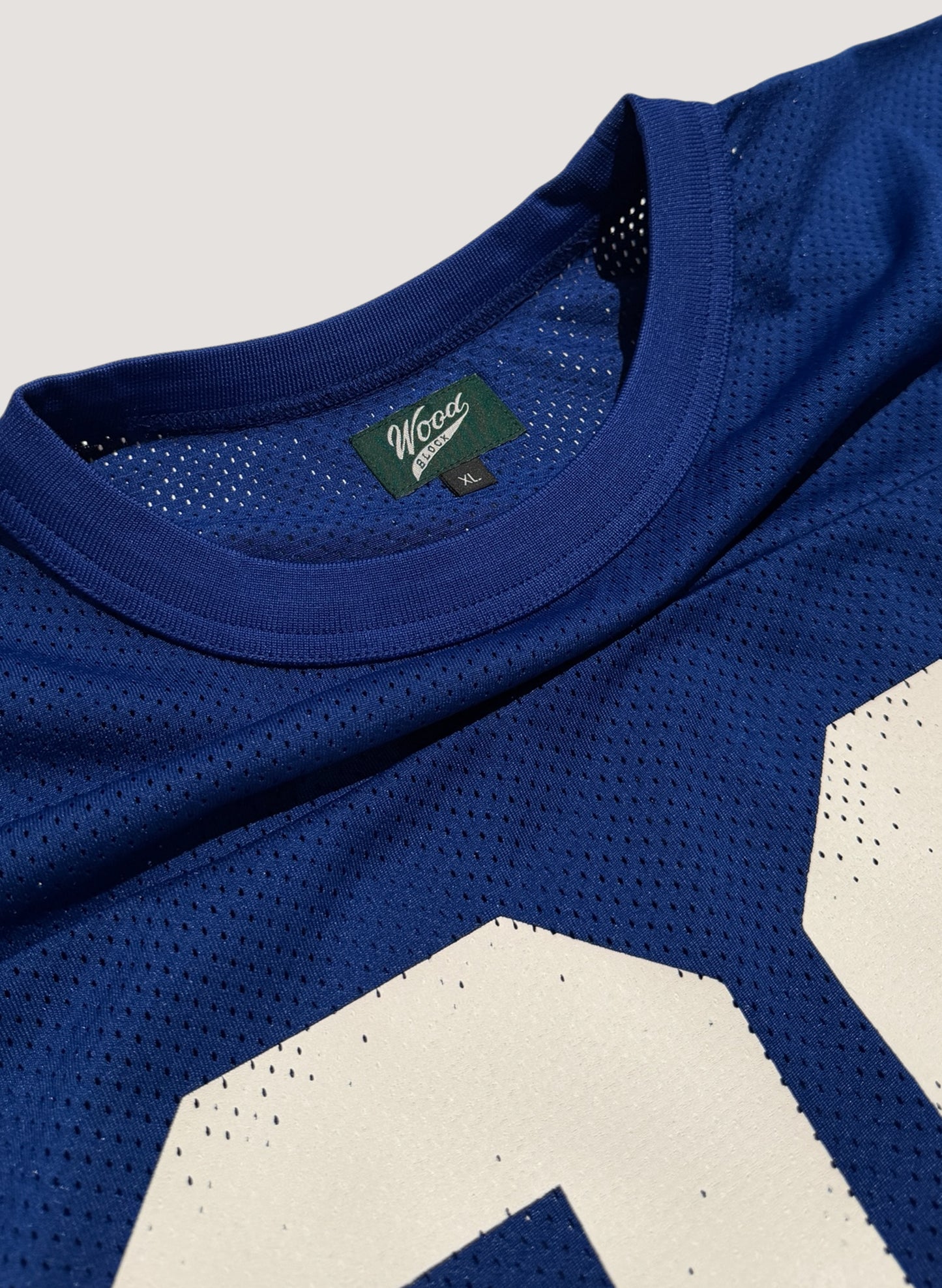 WOODBLOCK 36 S/S CREW NECK MESH FOOTBALL SHIRT BLUE/WHITE (WB-26SS-020)