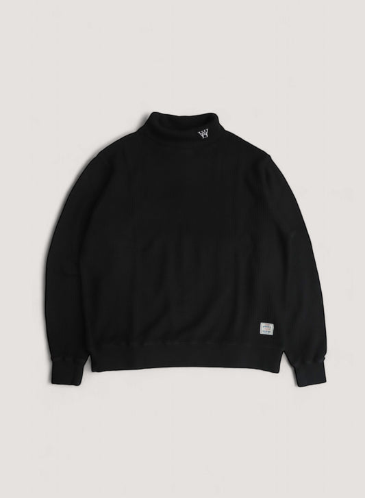 WOODBLOCK WAFFLE TURTLE NECK BLACK (WB-24AW-004)