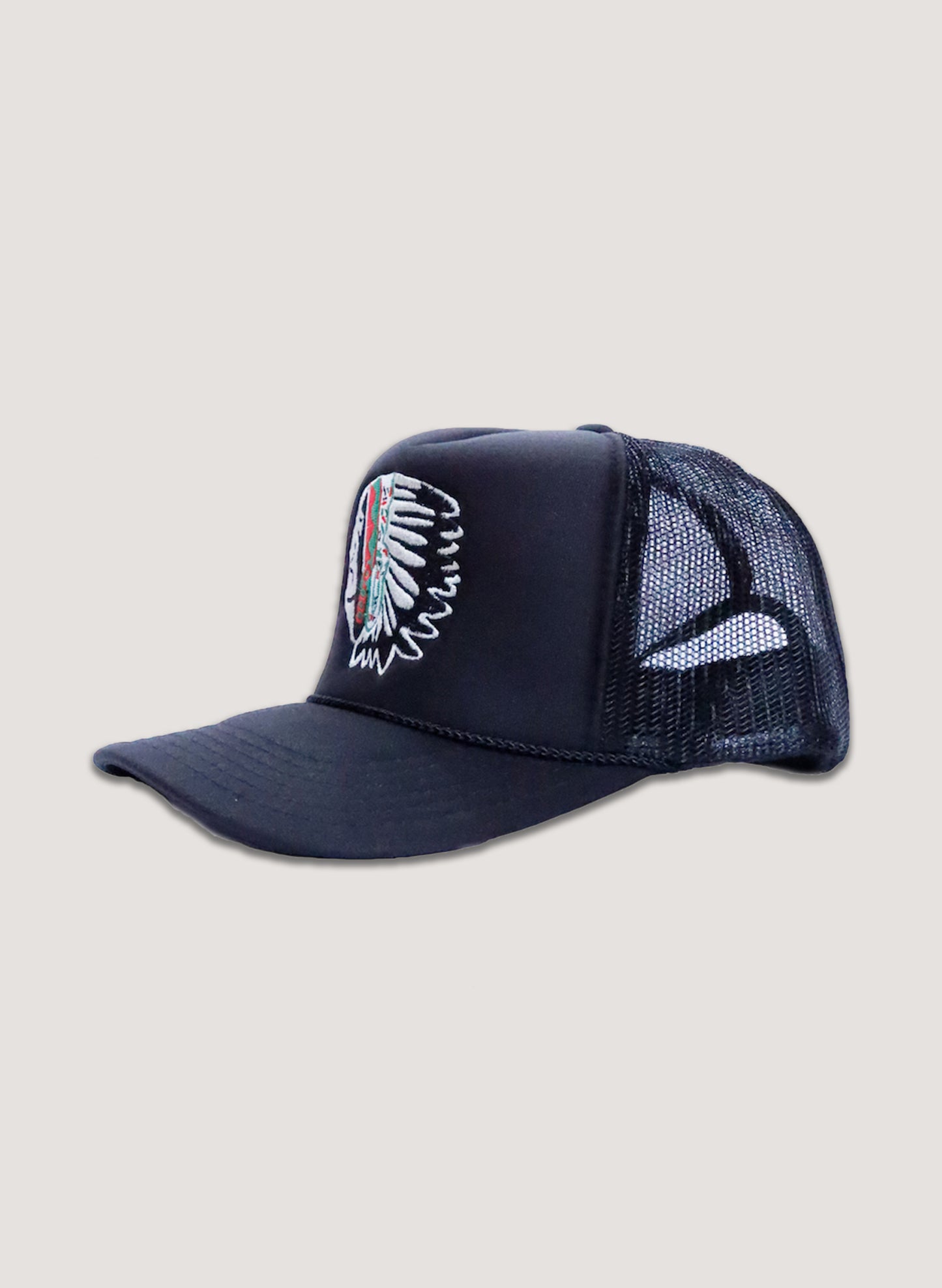 WOODBLOCK CHIEF HEAD MESH CAP BLACK (23SS-023)