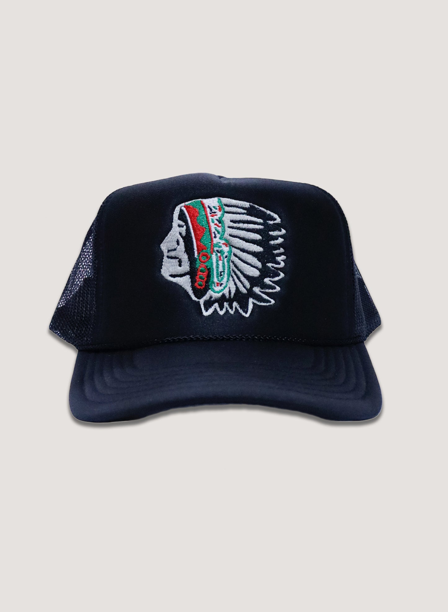 WOODBLOCK CHIEF HEAD MESH CAP BLACK (23SS-023)