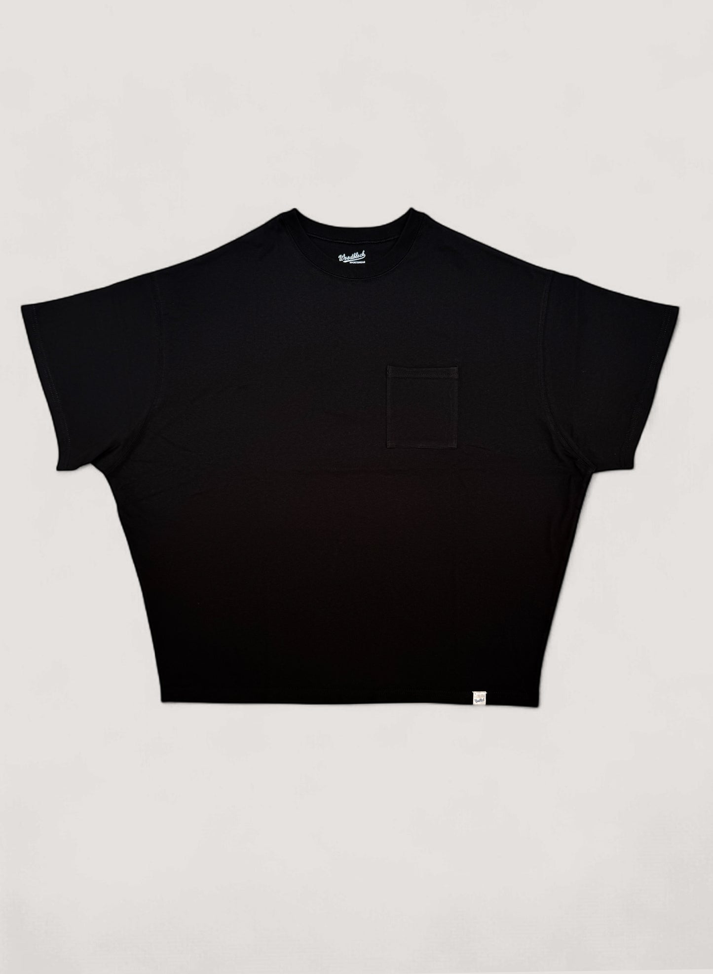 WOODBLOCK S/S WIDE TAPERED SILHOUETTE POCKET T-SHIRT BLACK(WB-25SS-014)