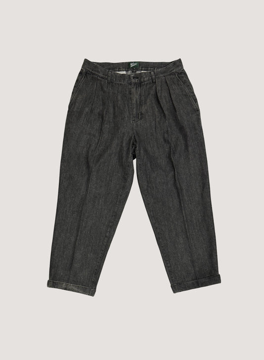 WOODBLOCK 2TUCK DENIM TROUSER BLACK (WB-24AW-003)