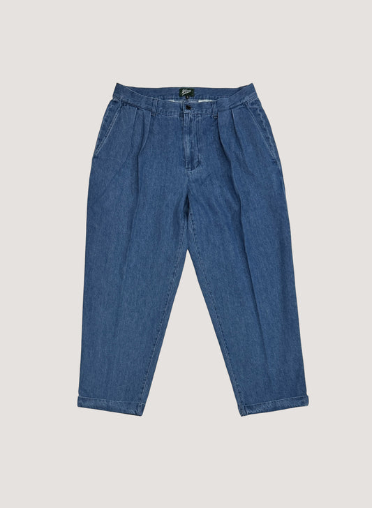 WOODBLOCK 2TUCK DENIM TROUSER INDIGO (WB-24AW-003)