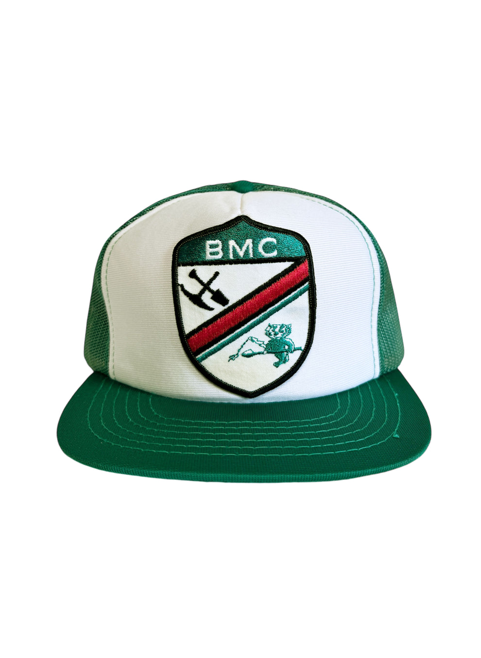 (SUP-225) VINTAGE MESH CAP PATCH - BMC - WHITE/GREEN – WOODBLOCK