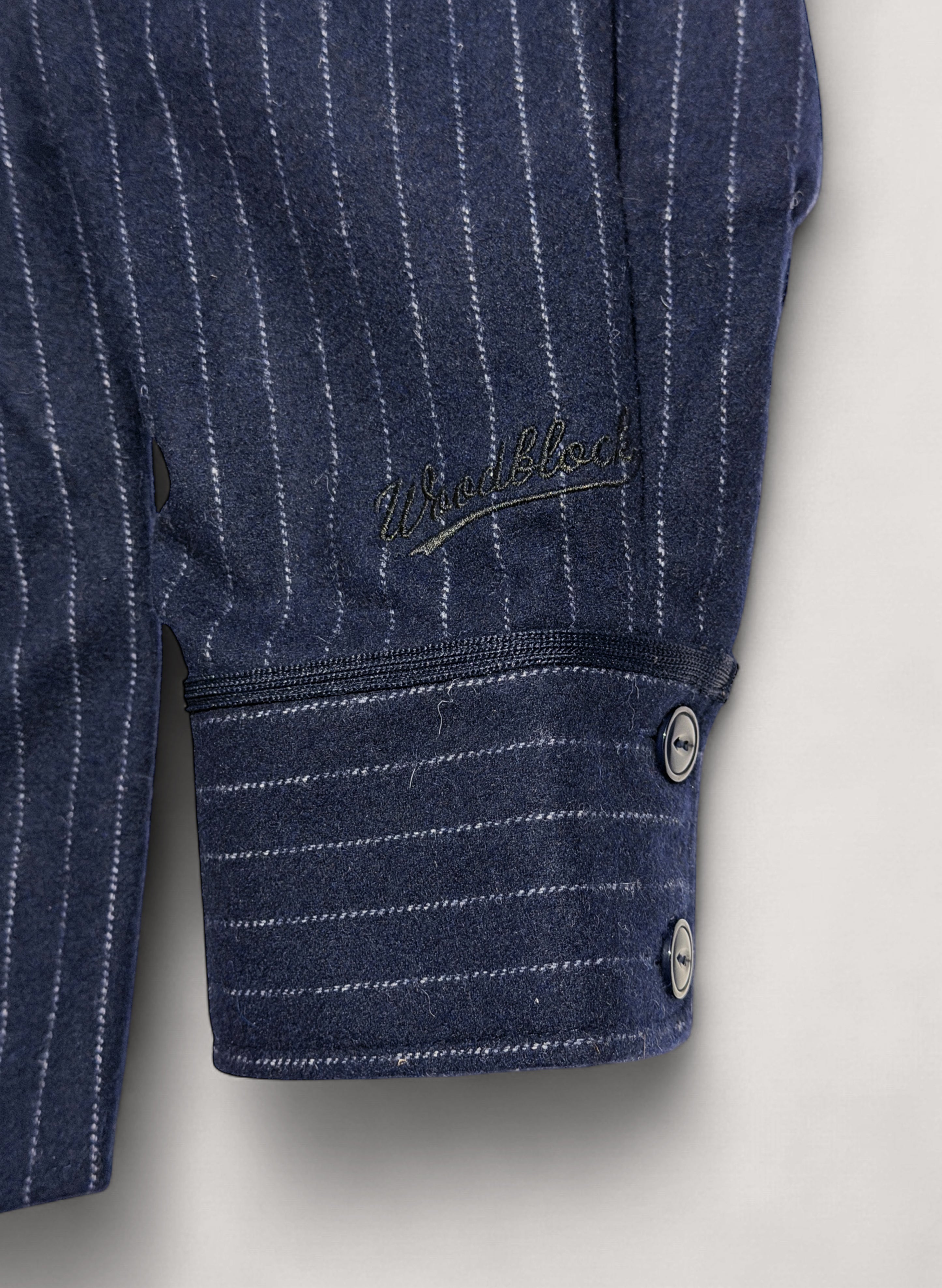 WOODBLOCK WOOL STRIPE BASEBALL SHIRT NAVY STRIPE (WB-25AW-008)