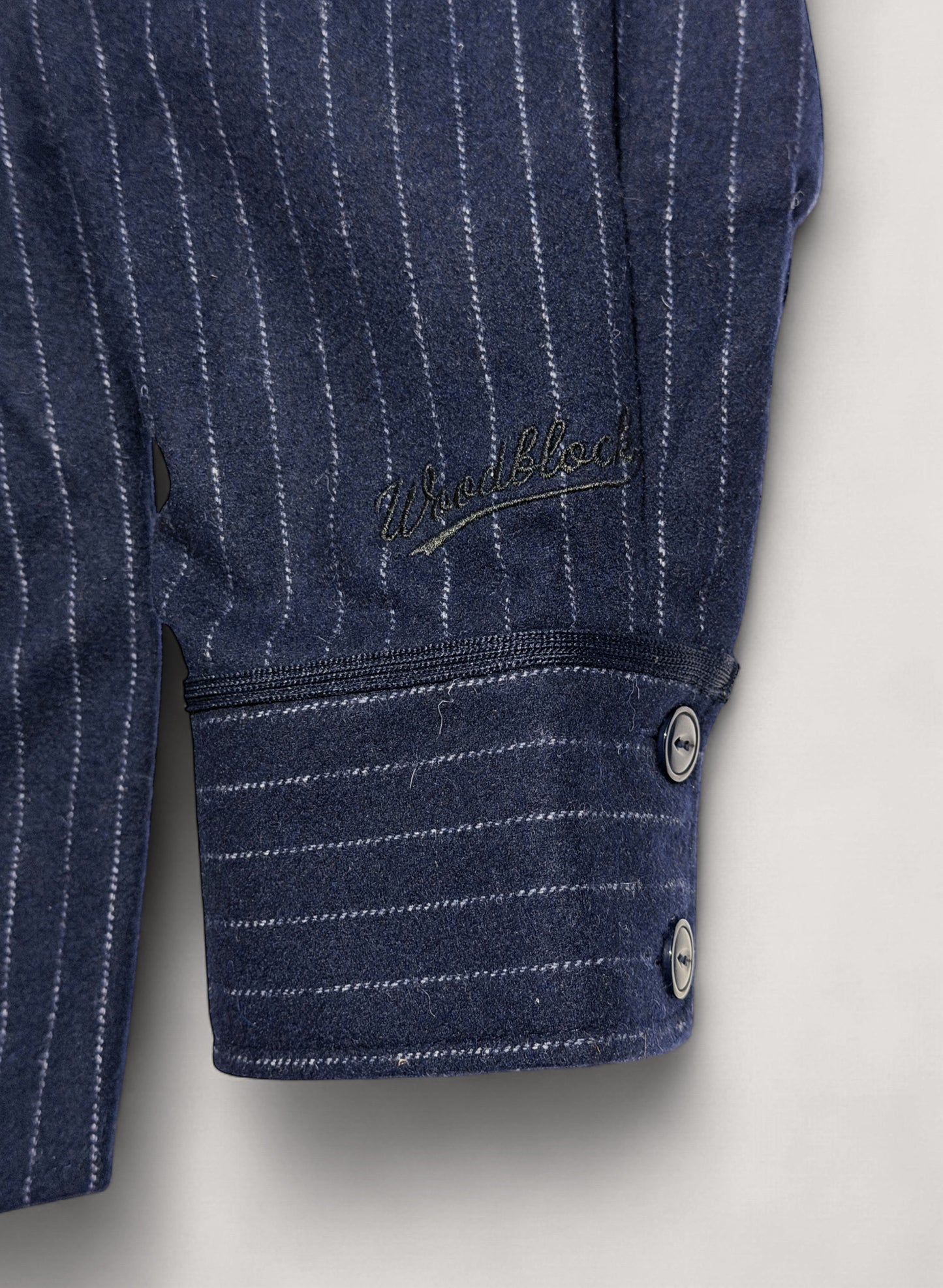 WOODBLOCK WOOL STRIPE BASEBALL SHIRT NAVY STRIPE (WB-25AW-008)