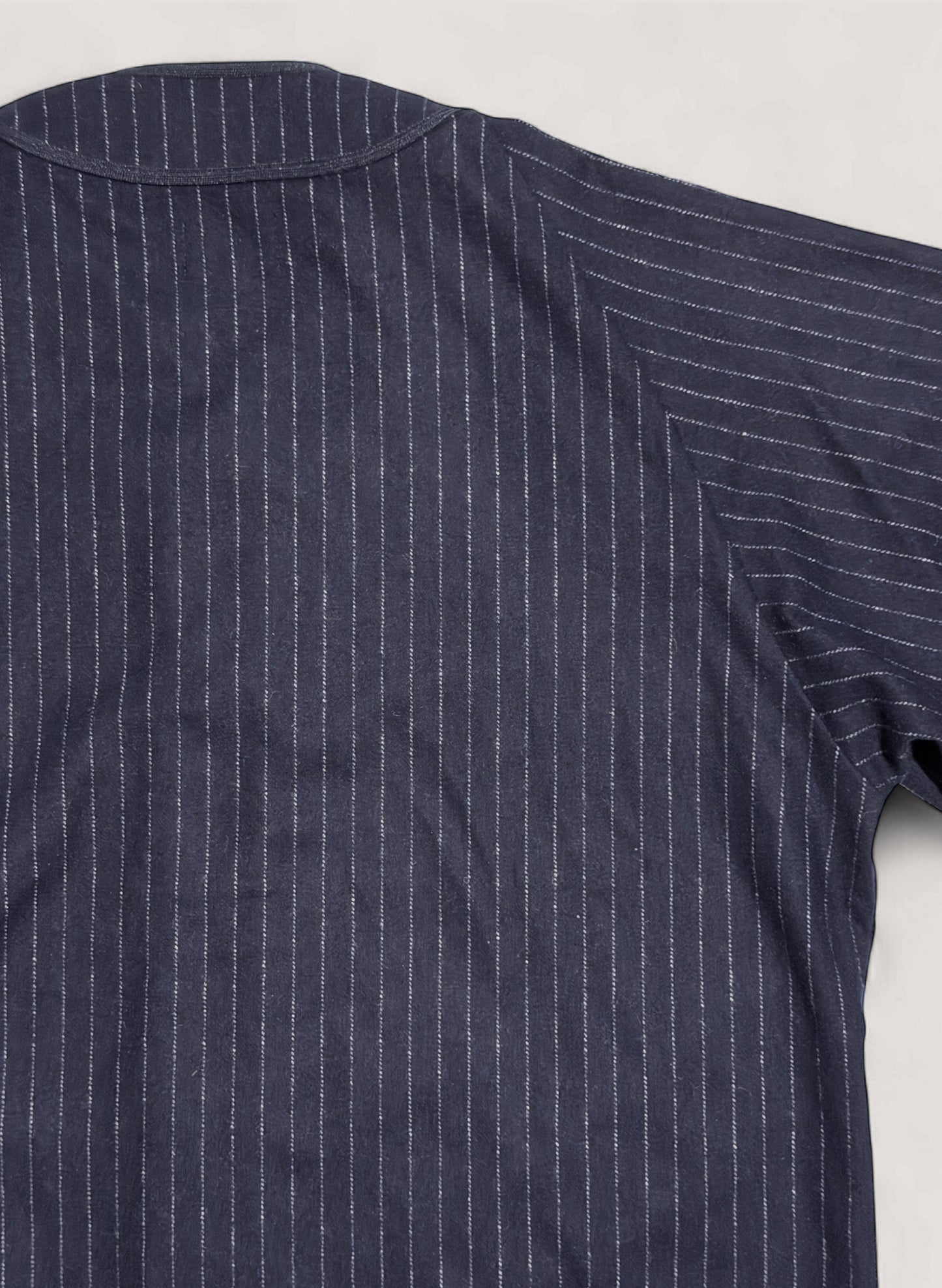 WOODBLOCK WOOL STRIPE BASEBALL SHIRT NAVY STRIPE (WB-25AW-008)