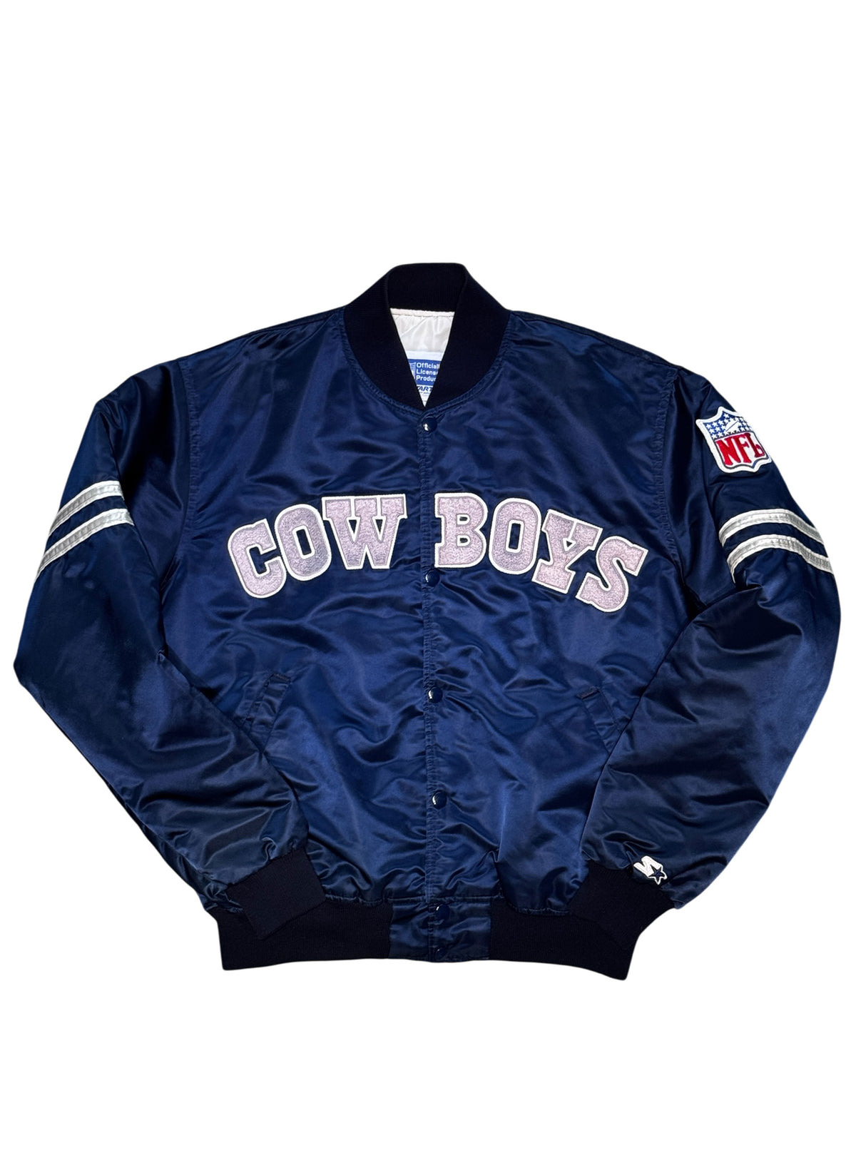 (SUP-819) STARTER NFL DALLAS COWBOYS NYLON QUILTING STADIUM JACKET - L - MADE IN U.S.A.