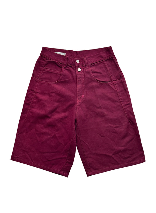 (SUP-388) DEADSTOCK GUESS DENIM JORTS "BURGUNDY" No.2 - MADE IN U.S.A. (w30)