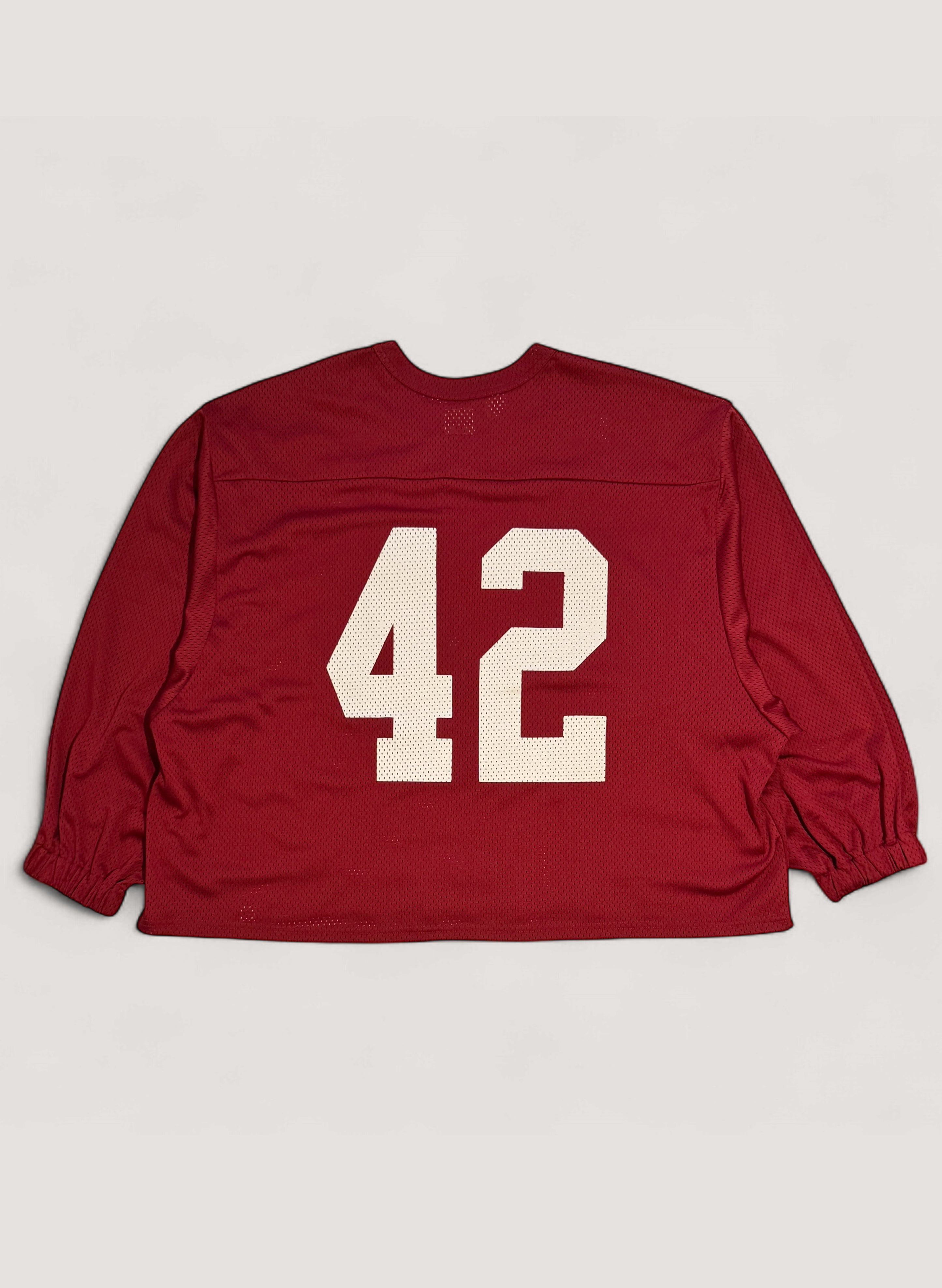 WOODBLOCK 42 MESH FOOTBALL LS SHIRT BURGUNDY/WHITE (WB-25AW-002)