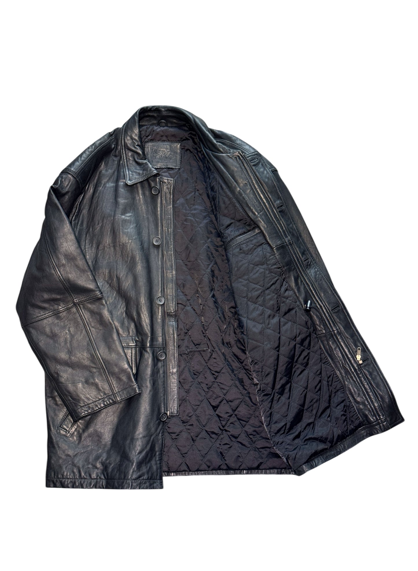 (SUP-560) W DOPIO LEATHER QUILTING HALF COAT
