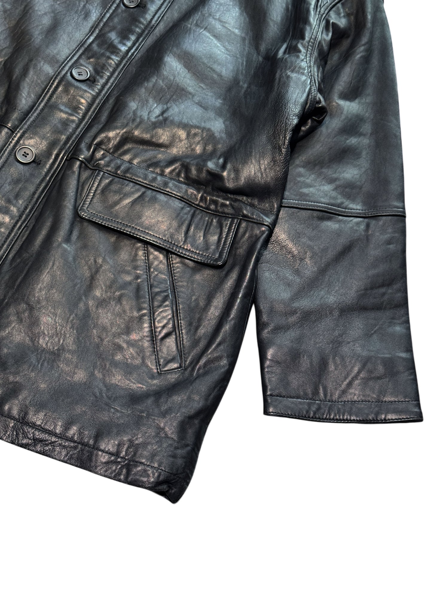 (SUP-560) W DOPIO LEATHER QUILTING HALF COAT