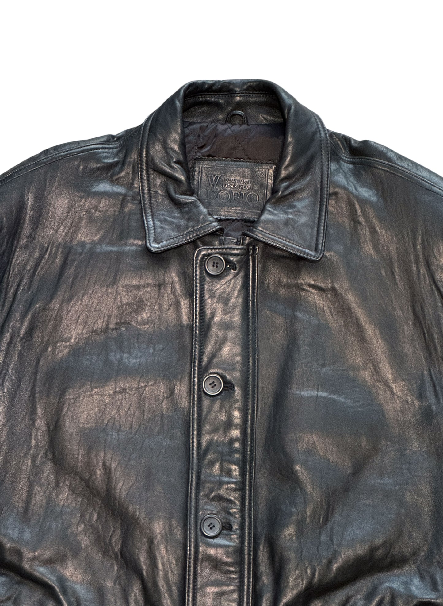 (SUP-560) W DOPIO LEATHER QUILTING HALF COAT