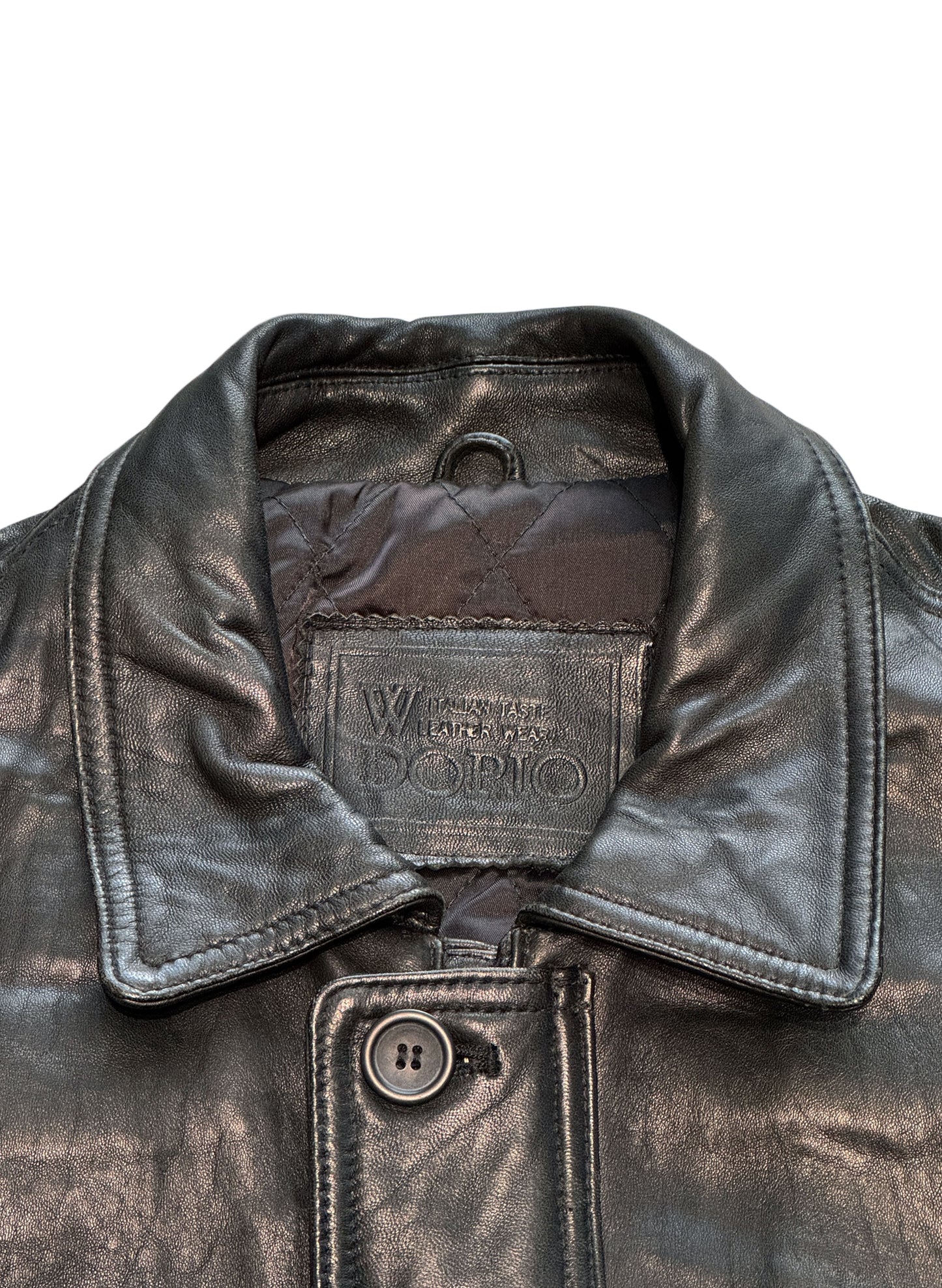(SUP-560) W DOPIO LEATHER QUILTING HALF COAT
