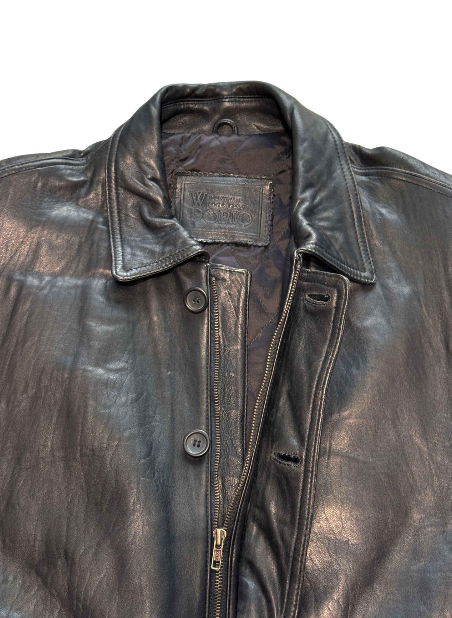 (SUP-560) W DOPIO LEATHER QUILTING HALF COAT