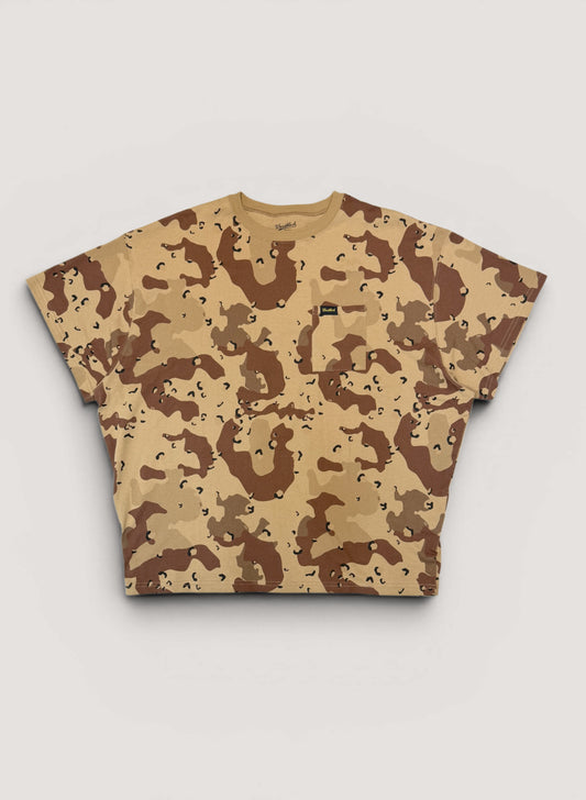 WOODBLOCK WIDE SILHOUETTE POCKET T-SHIRT CHOCOTIP CAMO (WB-26SS-025)