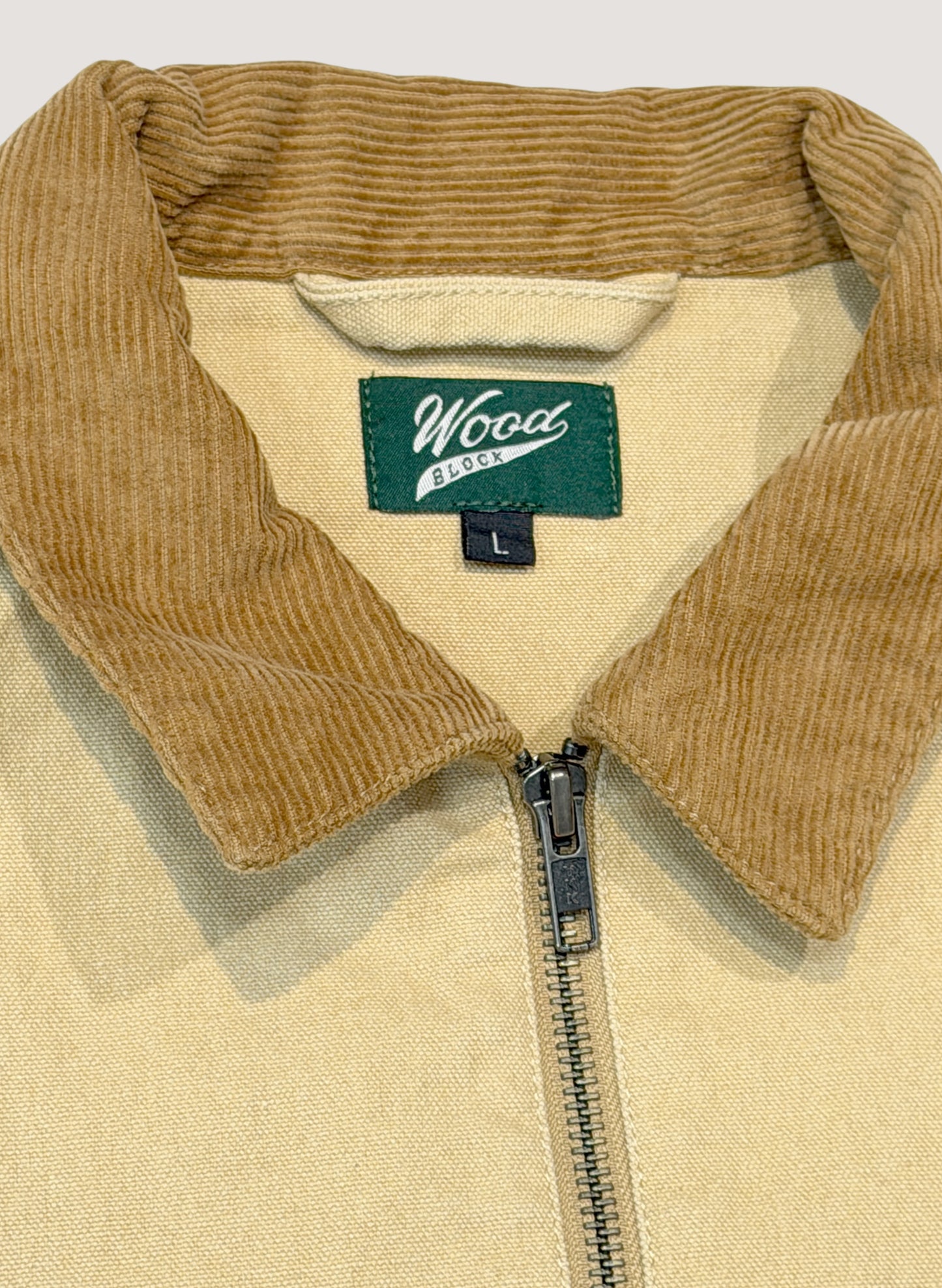 WOODBLOCK CUSTOMIZED STAMP&PAINT WIDE SLEEVE DUCK JACKET BEIGE (WB-26SS-004)