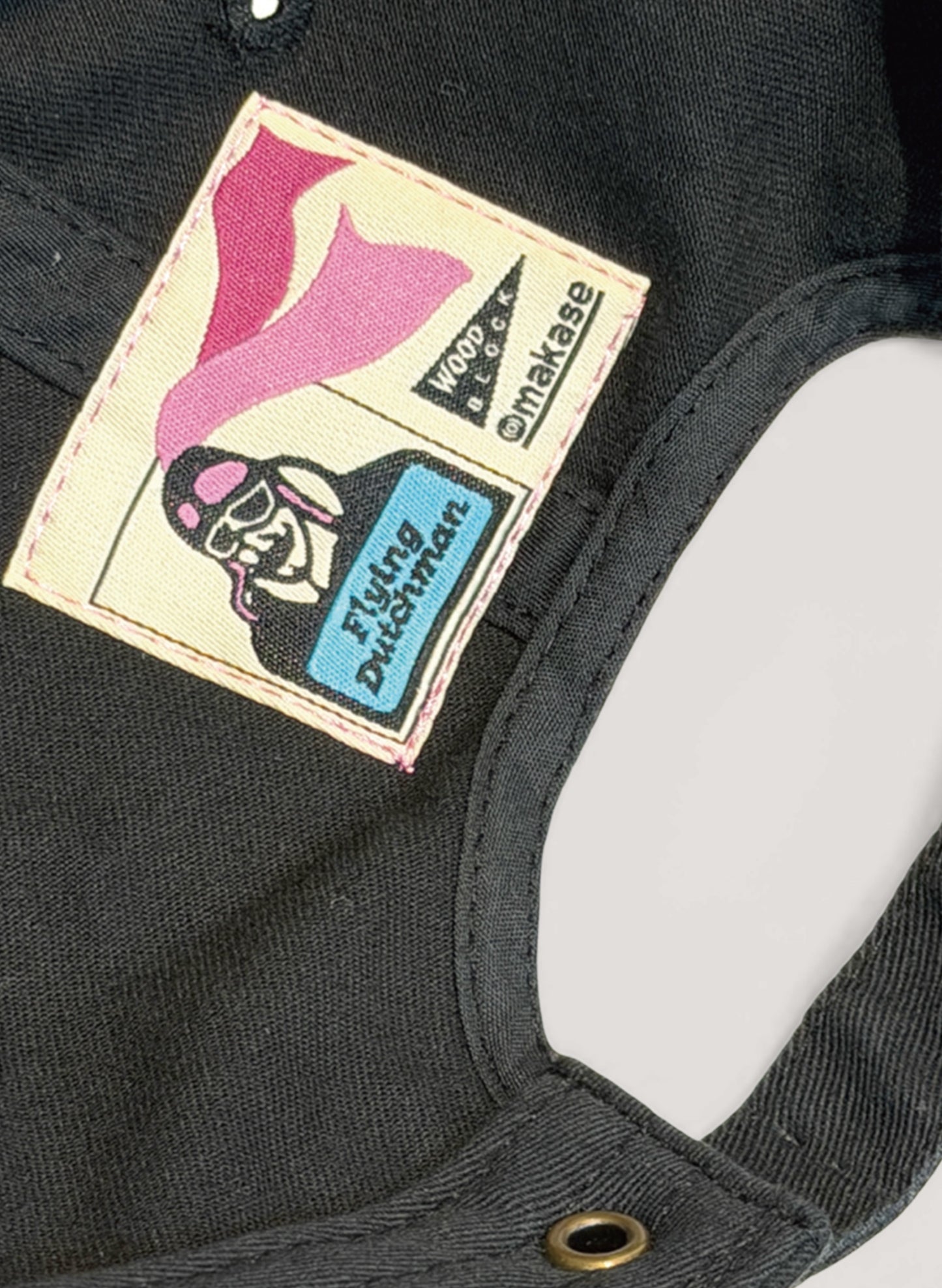 FLYING DUTCHMAN + OMAKASE + WOODBLOCK 6PANEL COTTON TWILL CAP BLACK (WB-26SS-015)