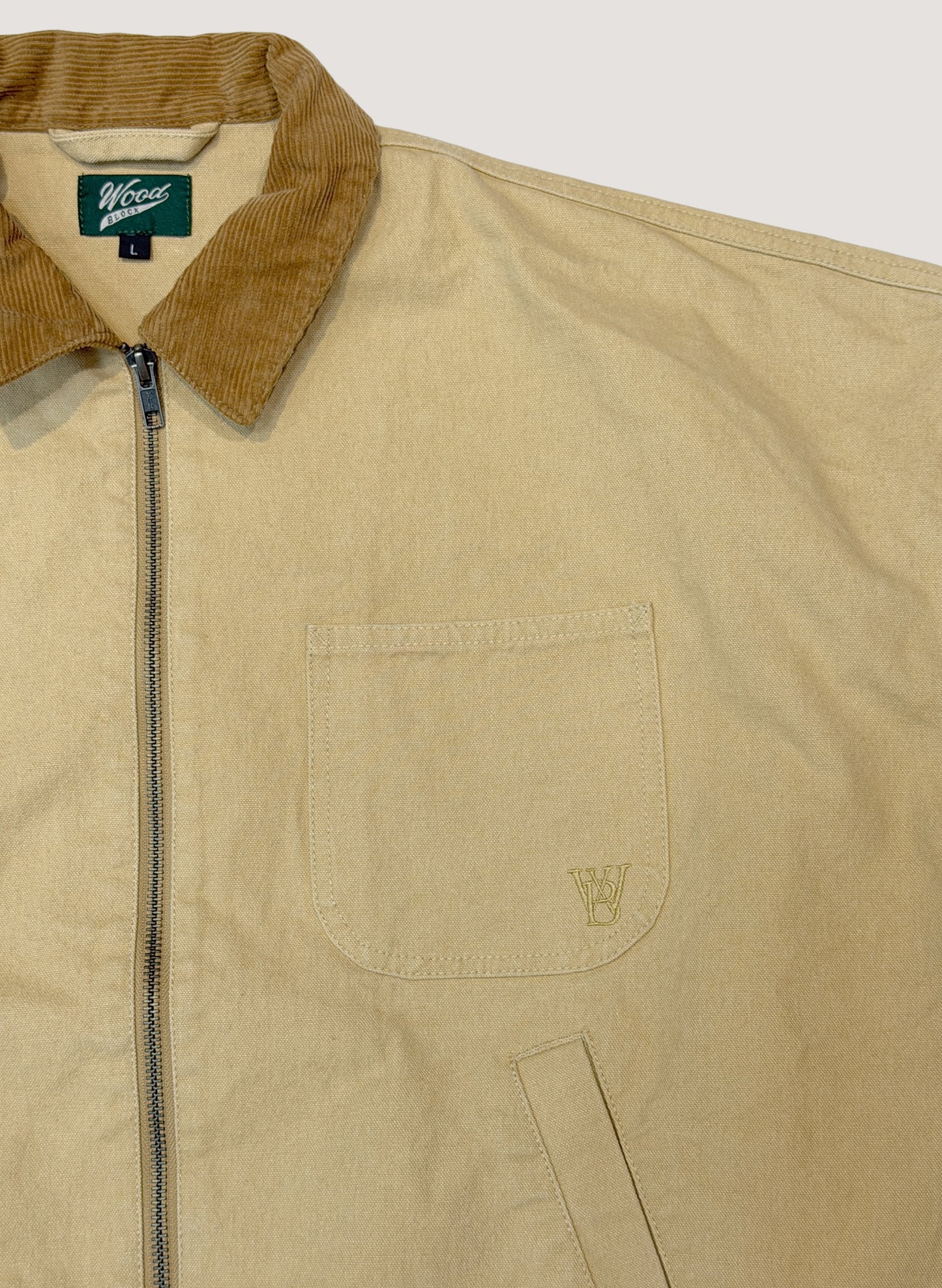 WOODBLOCK CUSTOMIZED STAMP&PAINT WIDE SLEEVE DUCK JACKET BEIGE (WB-26SS-004)