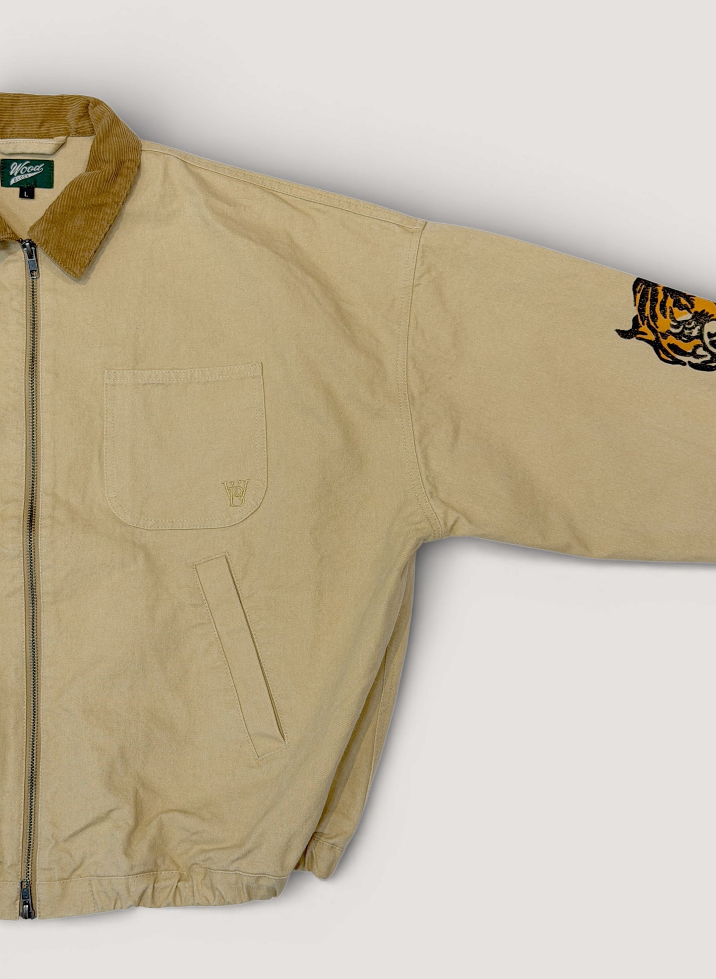 WOODBLOCK CUSTOMIZED STAMP&PAINT WIDE SLEEVE DUCK JACKET BEIGE (WB-26SS-004)