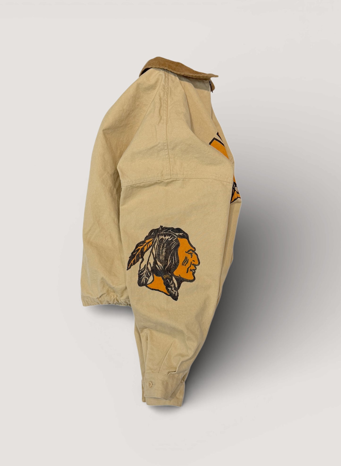 WOODBLOCK CUSTOMIZED STAMP&PAINT WIDE SLEEVE DUCK JACKET BEIGE (WB-26SS-004)