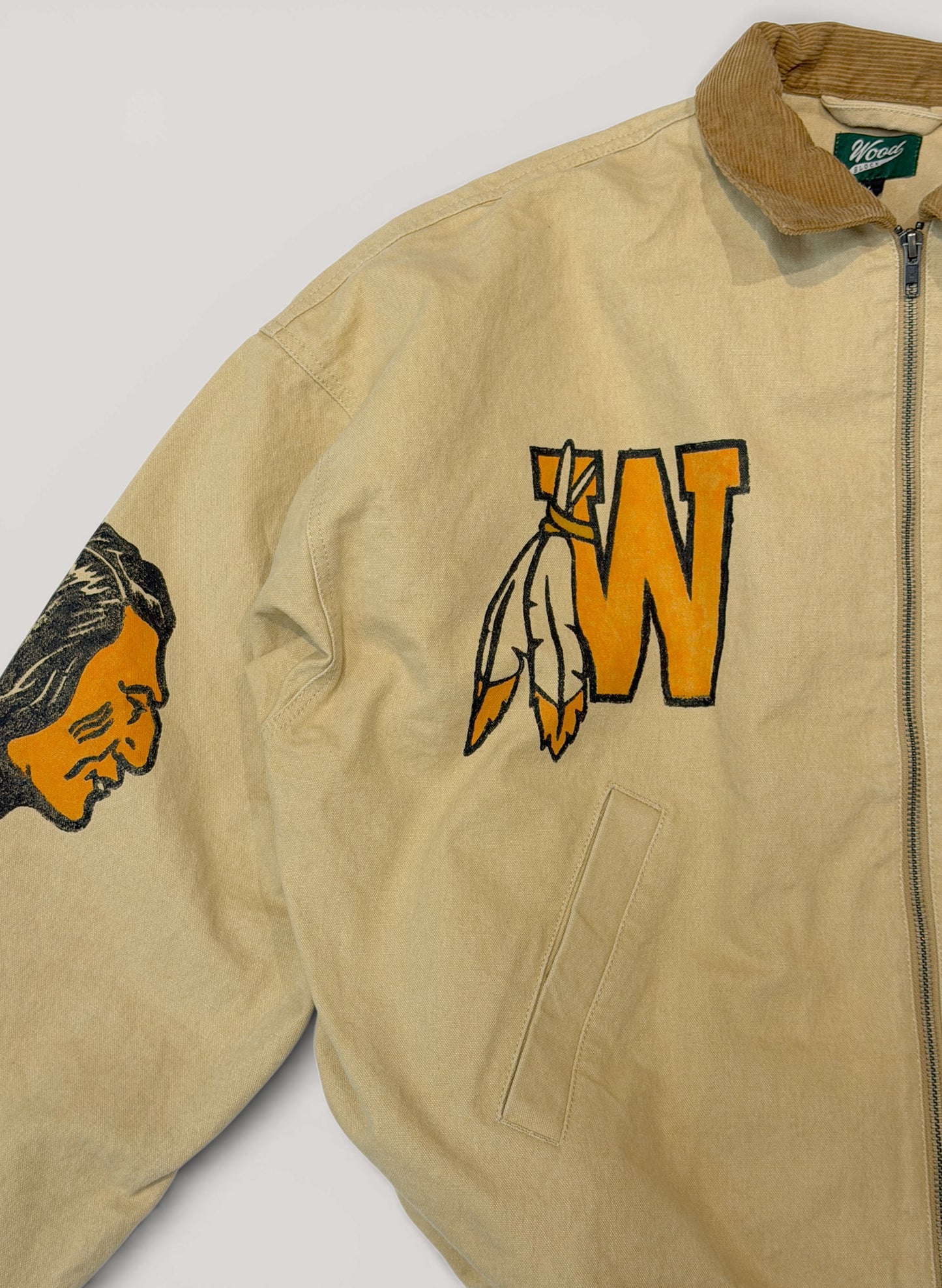 WOODBLOCK CUSTOMIZED STAMP&PAINT WIDE SLEEVE DUCK JACKET BEIGE (WB-26SS-004)