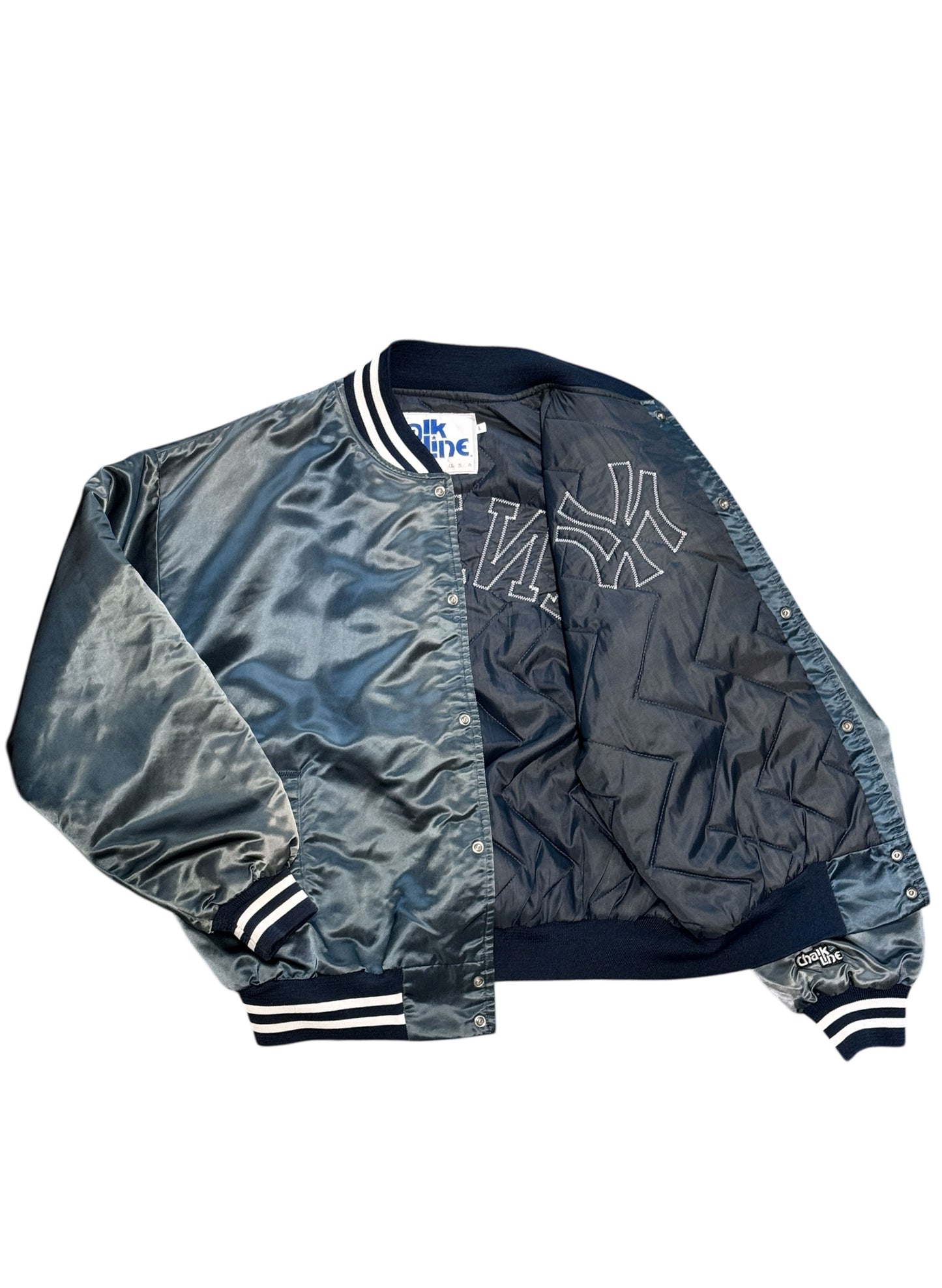 (SUP-554) Chalk Line NEW YORK YANKEES QUILTING NYLON STADIUM JACKET - L - MADE IN U.S.A.