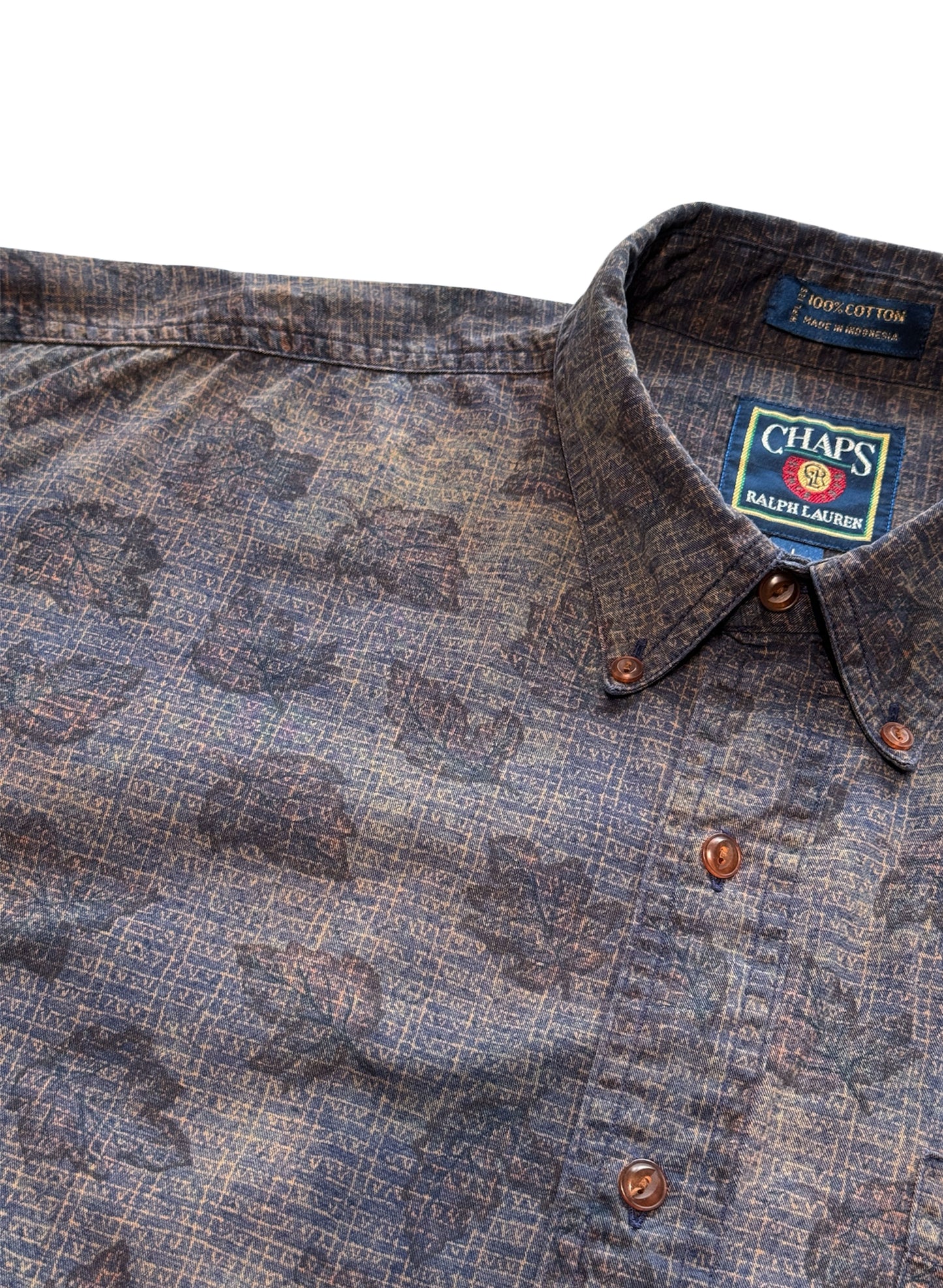 (SUP-430) CHAPS RALPH LAUREN "LEAF" SHIRT - LARGE