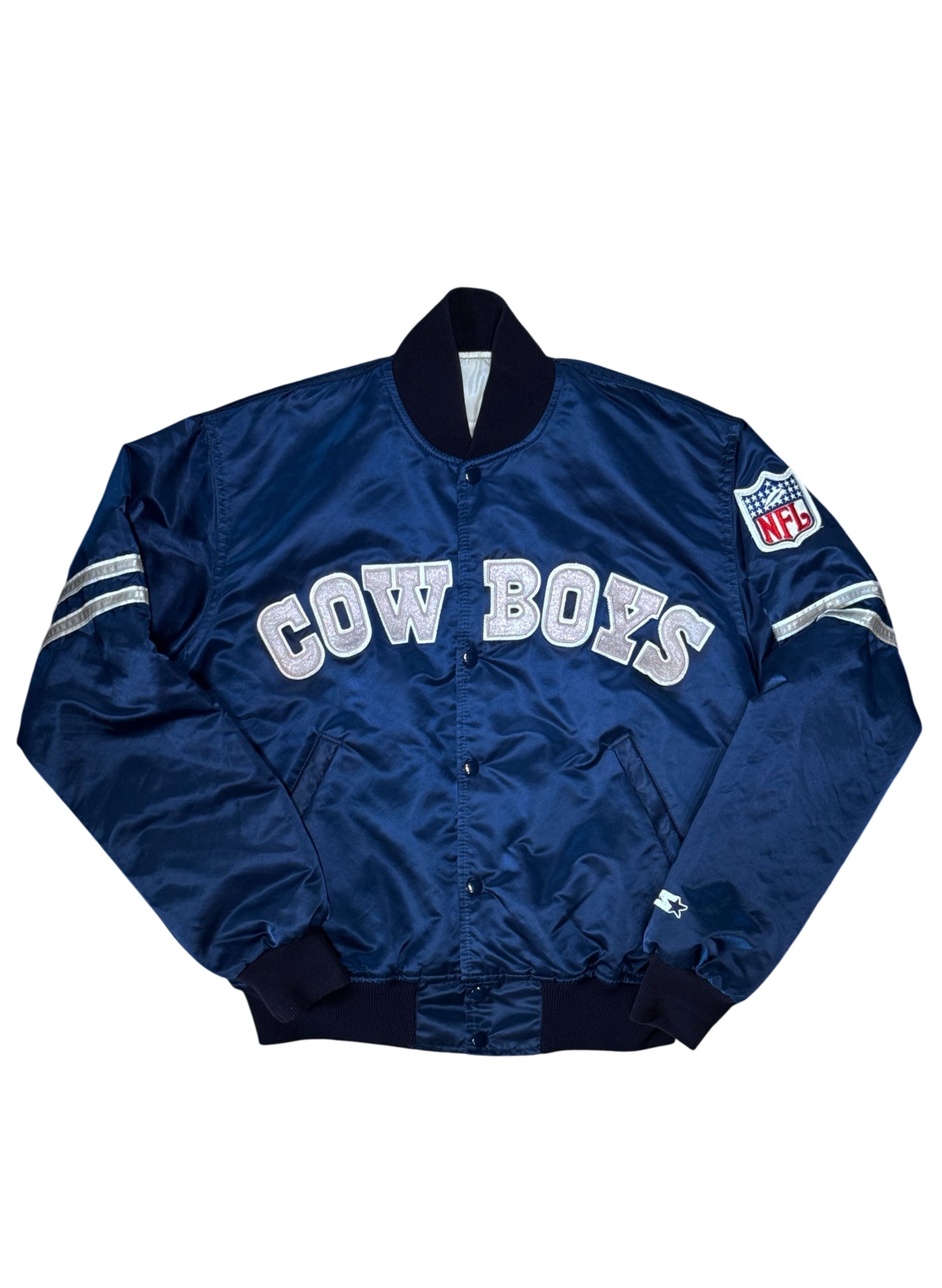 (SUP-808) STARTER NFL DALLAS COWBOYS NYLON QUILTING STADIUM JACKET - M - MADE IN U.S.A.