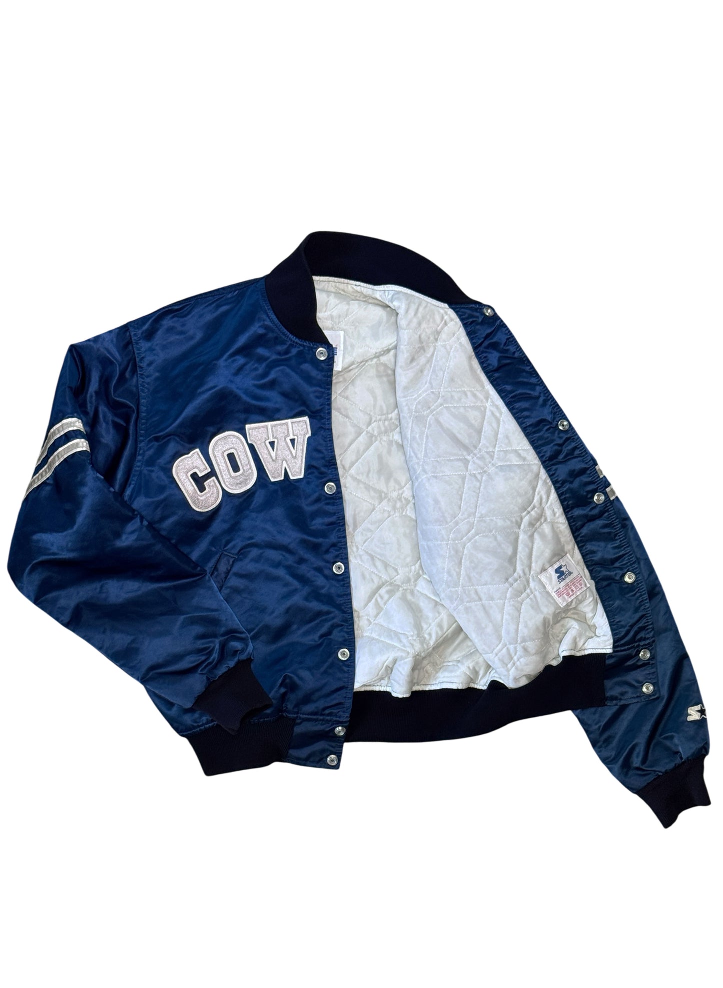 (SUP-808) STARTER NFL DALLAS COWBOYS NYLON QUILTING STADIUM JACKET - M - MADE IN U.S.A.