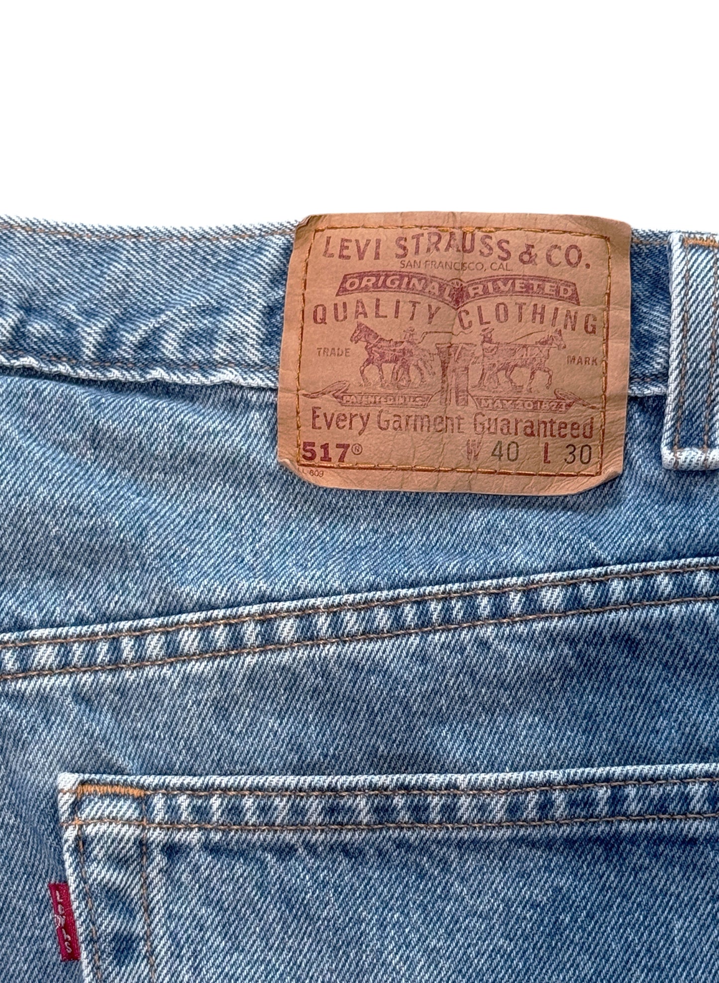 (SUP-644) 90s LEVI'S 517 BOOT CUT "CUT OFF" - MADE IN U.S.A.