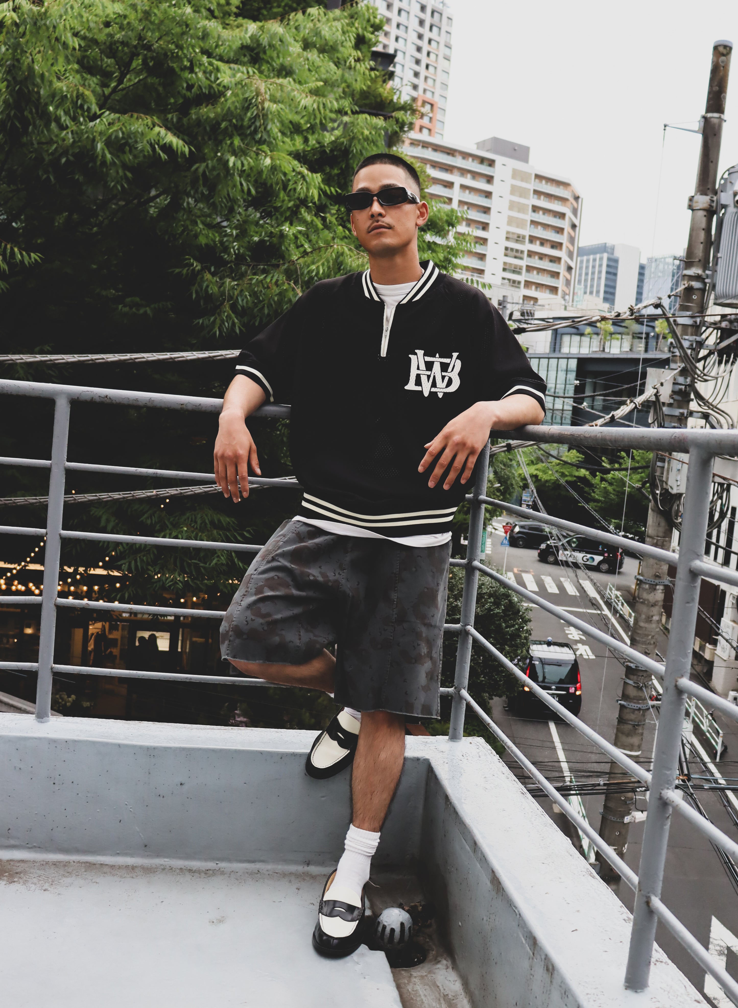 WOODBLOCK HALF ZIP MESH GAME SHIRT BLACK (WB-24SS-070) WOODBLOCK HALF ZIP MESH GAME SHIRT BLACK (WB-24SS-070)