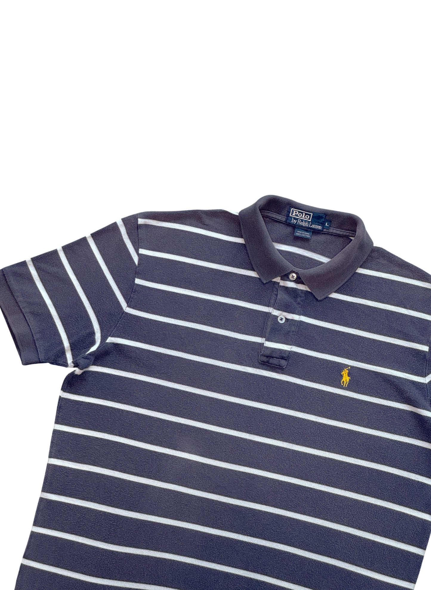 (SUP-681) Polo Ralph Lauren BORDER POLO SHIRT "FADE" - NAVY/WHITE