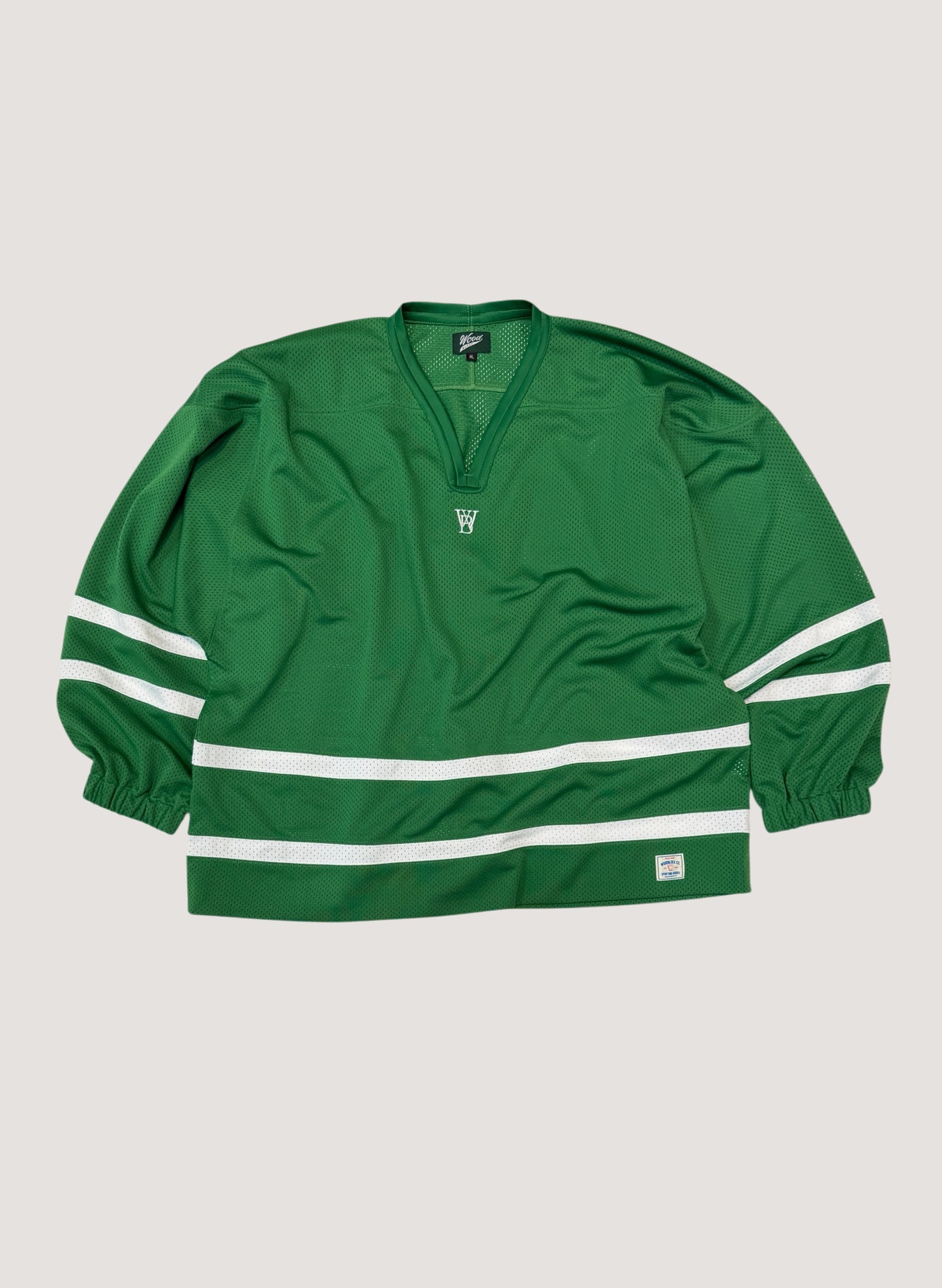 WOODBLOCK LS MESH HOCKEY JERSEY GREEN/WHITE (WB-26AW-001)