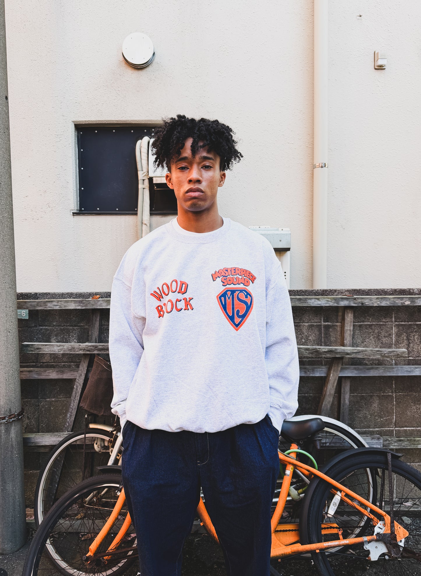 MASTERPIECE SOUND x WOODBLOCK CREW NECK SWEAT GREY (WB-25AW-016)