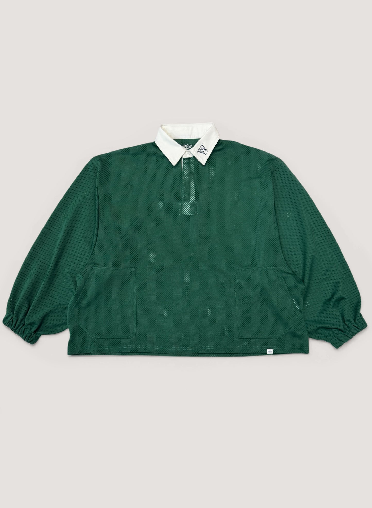WOODBLOCK LS MESH RUGGER SHIRT GREEN/WHITE (WB-26SS-013)