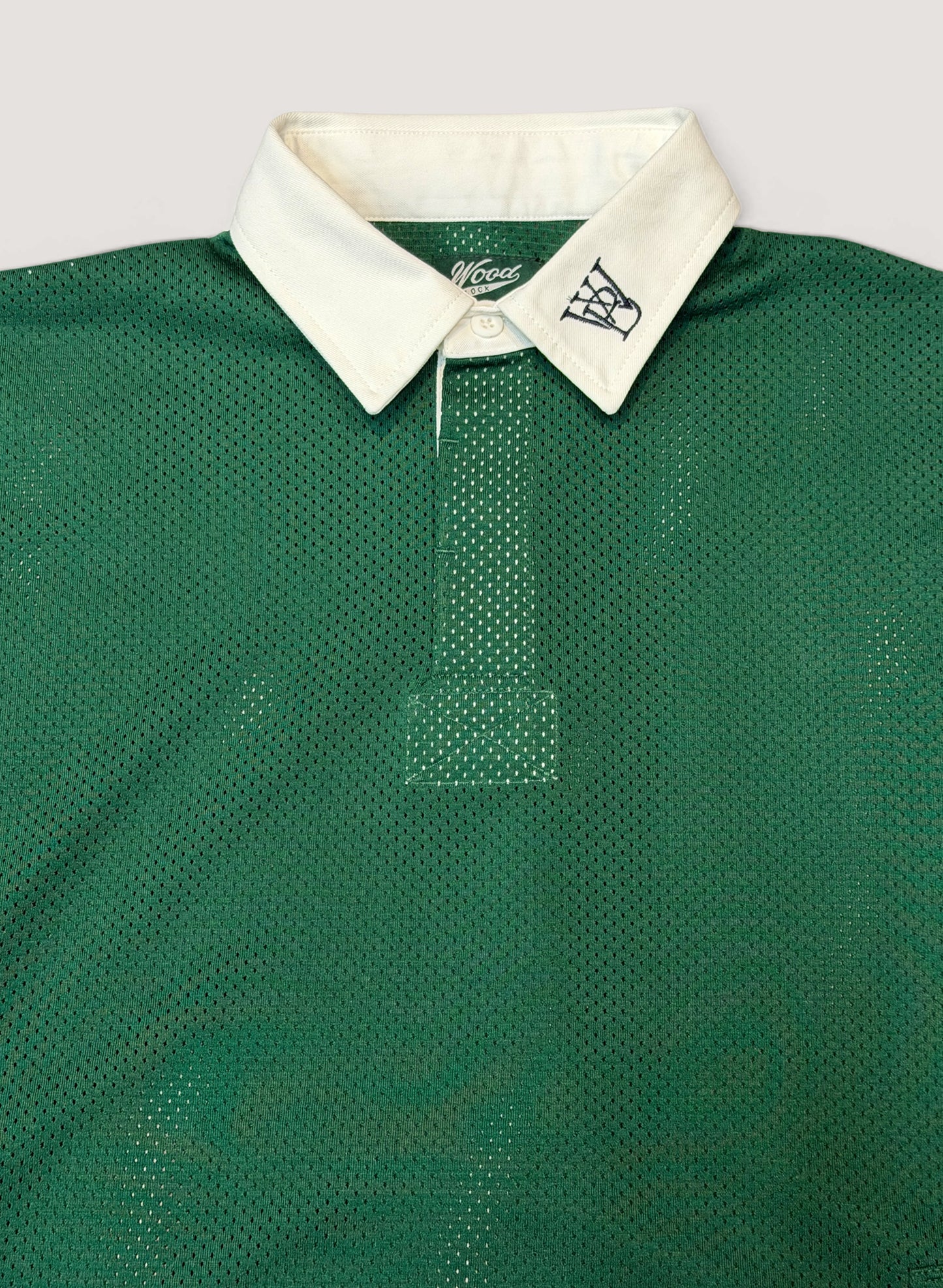 WOODBLOCK LS MESH RUGGER SHIRT GREEN/WHITE (WB-26SS-013)