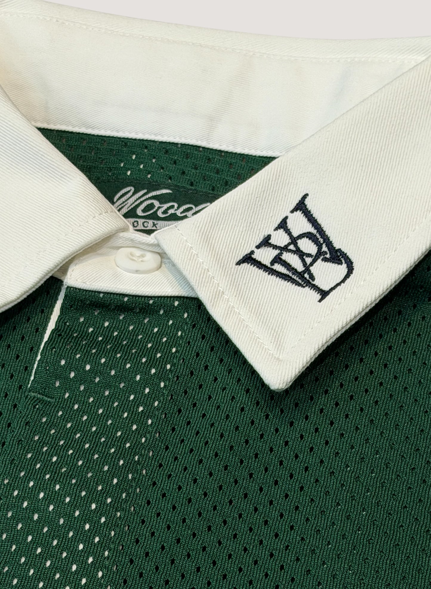 WOODBLOCK LS MESH RUGGER SHIRT GREEN/WHITE (WB-26SS-013)