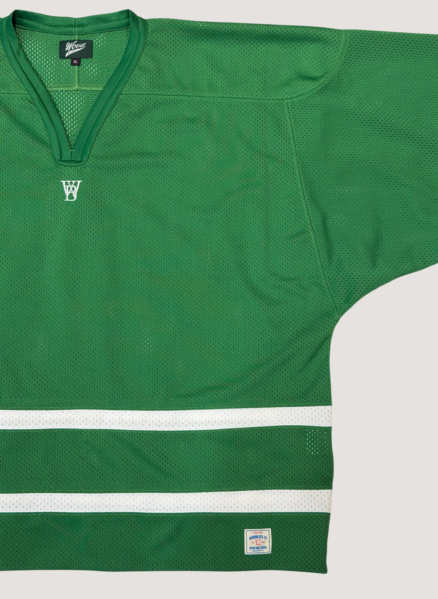 WOODBLOCK LS MESH HOCKEY JERSEY GREEN/WHITE (WB-26AW-001)