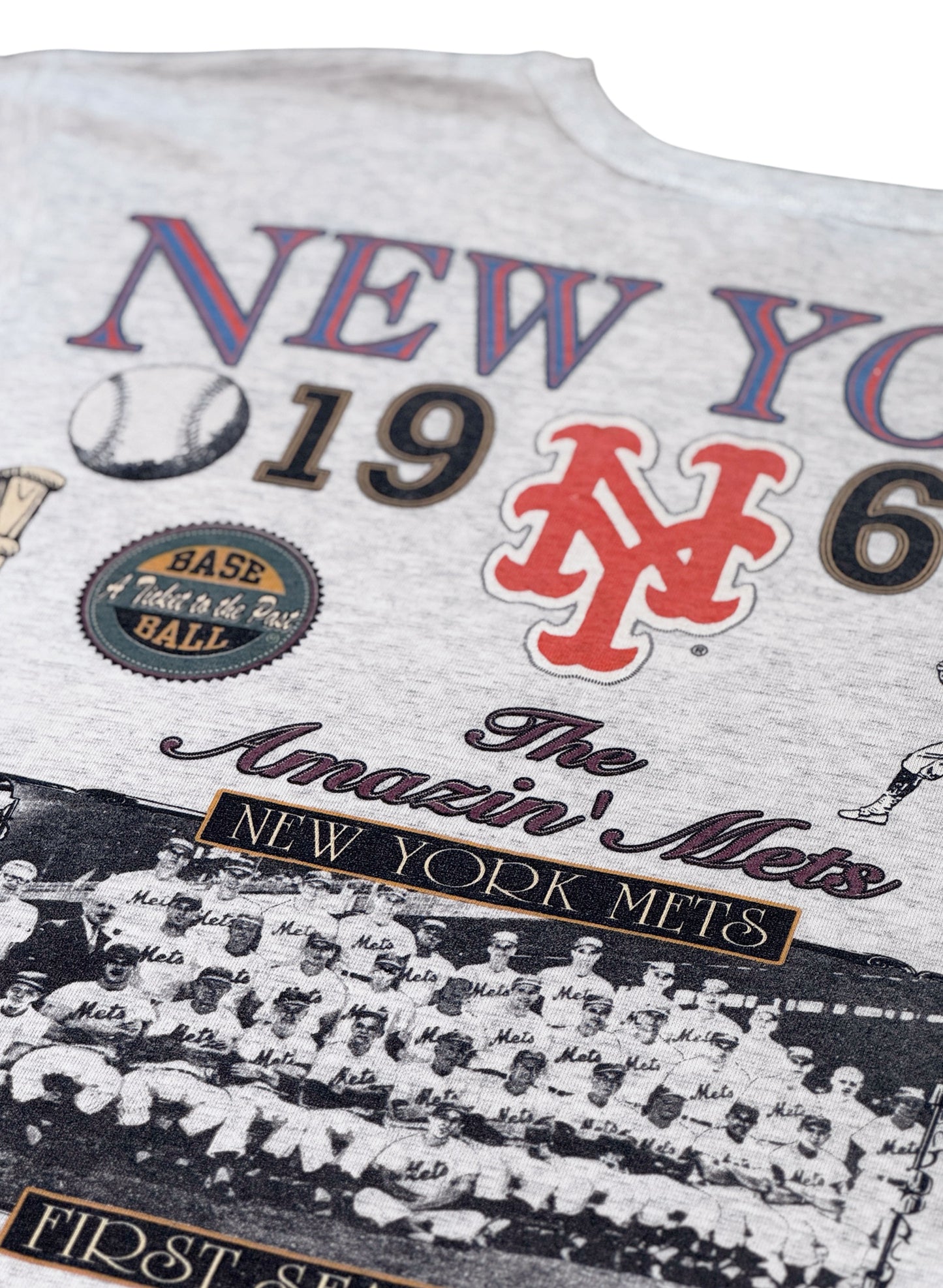 (SUP-807) MLB 1969 NEW YORK METS 3/4 SLEEVE TEE - MADE IN U.S.A. (L)