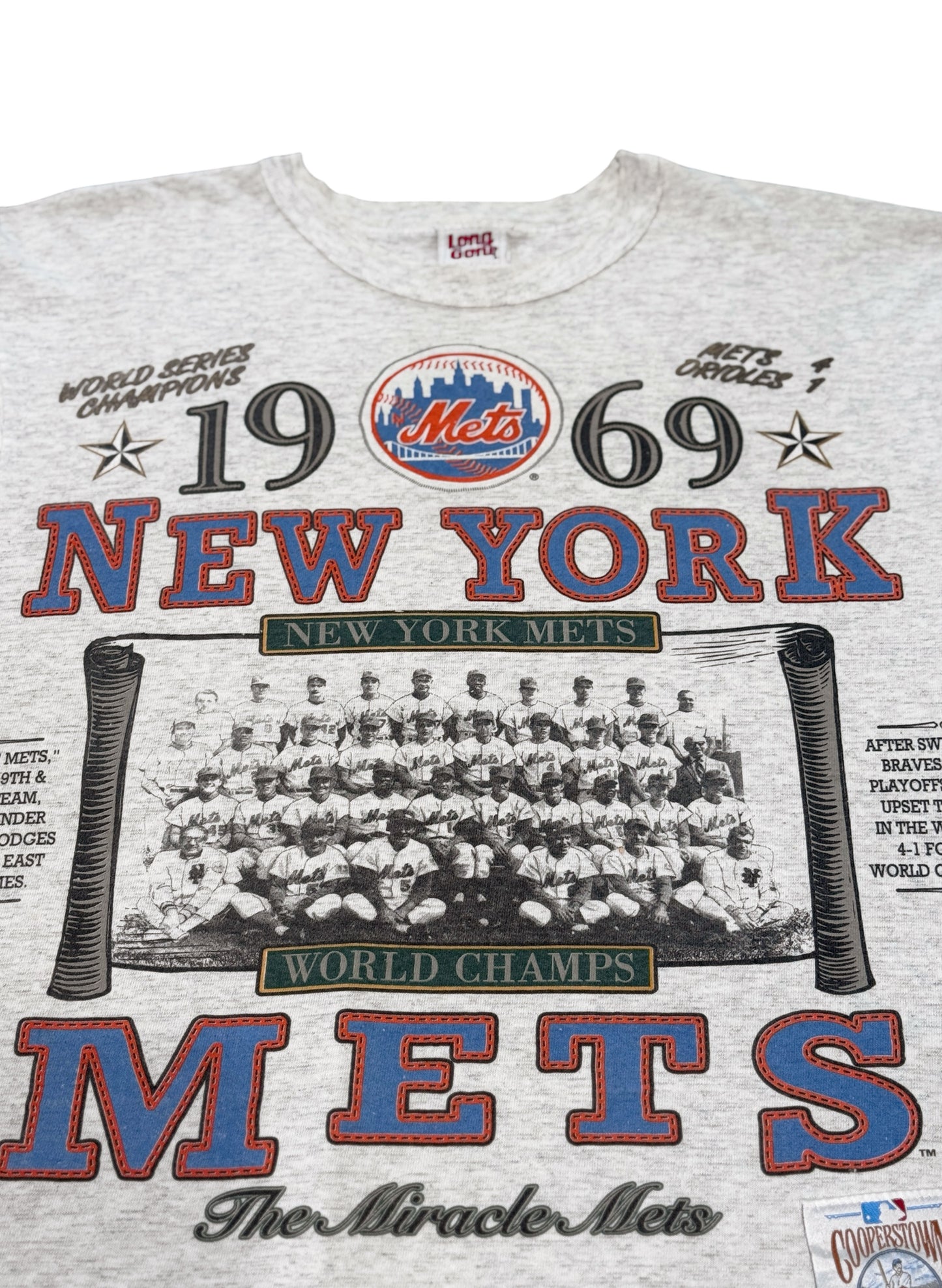 (SUP-807) MLB 1969 NEW YORK METS 3/4 SLEEVE TEE - MADE IN U.S.A. (L)
