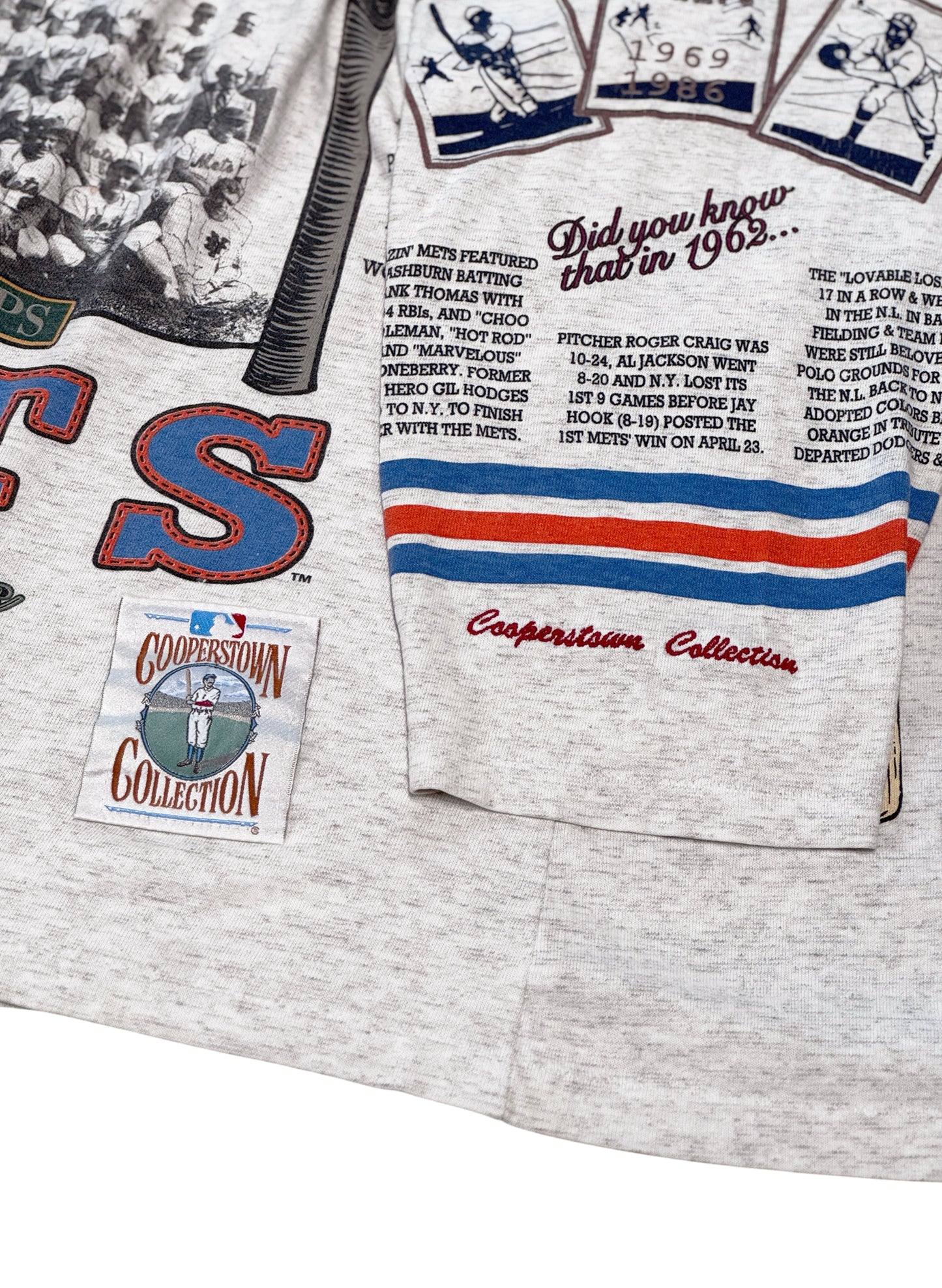 (SUP-807) MLB 1969 NEW YORK METS 3/4 SLEEVE TEE - MADE IN U.S.A. (L)