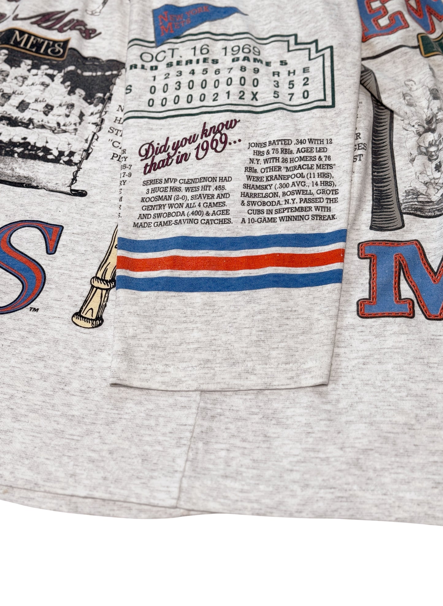 (SUP-807) MLB 1969 NEW YORK METS 3/4 SLEEVE TEE - MADE IN U.S.A. (L)