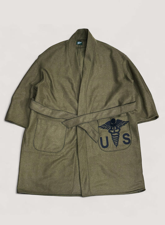 WOODBLOCK x Ichiryu made CUSTOMIZED US MILITARY WOOL BLANKET GOWN COAT A (WB-24AW-015)