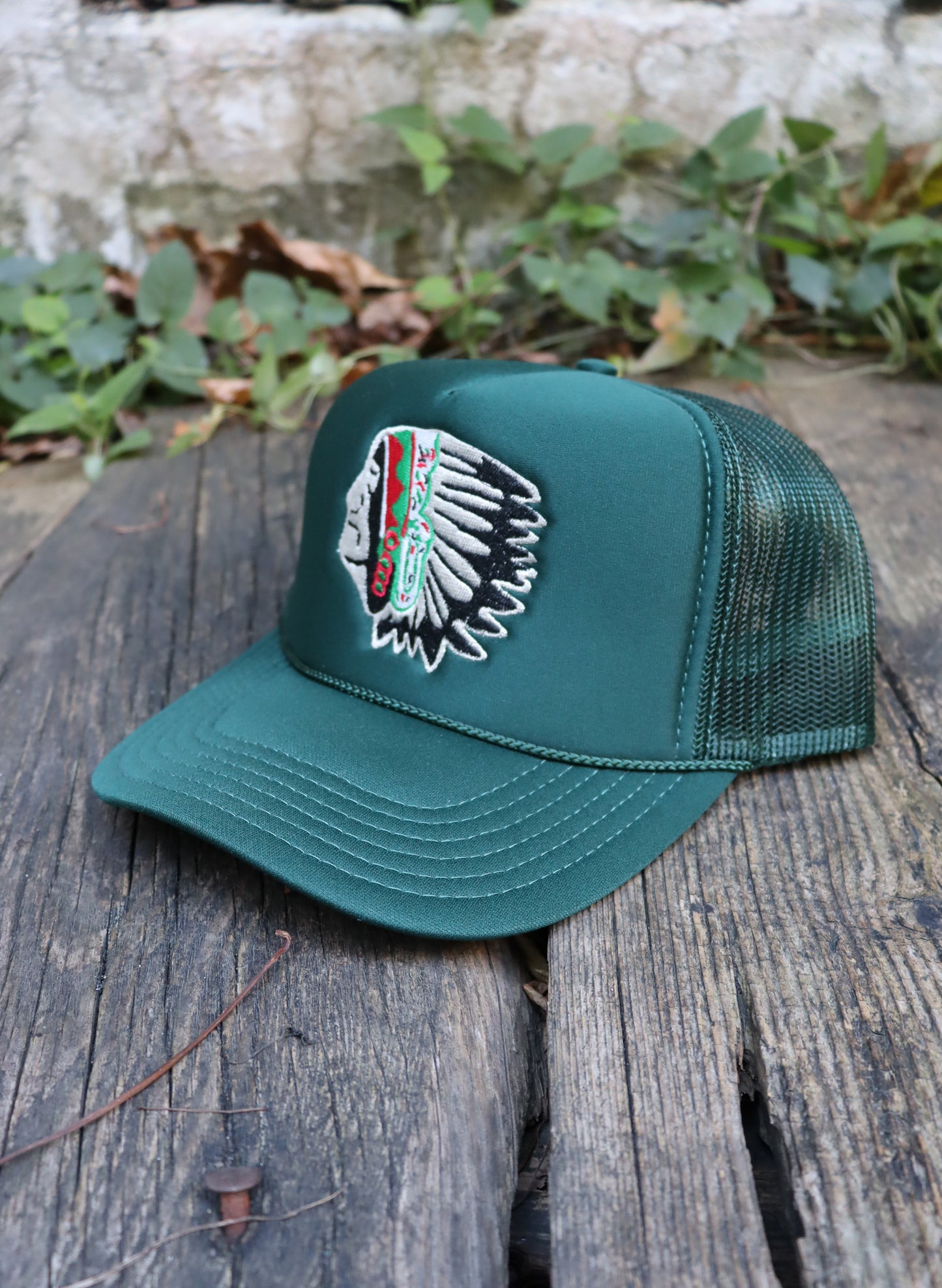 WOODBLOCK CHIEF HEAD MESH CAP GREEN (23SS-023)