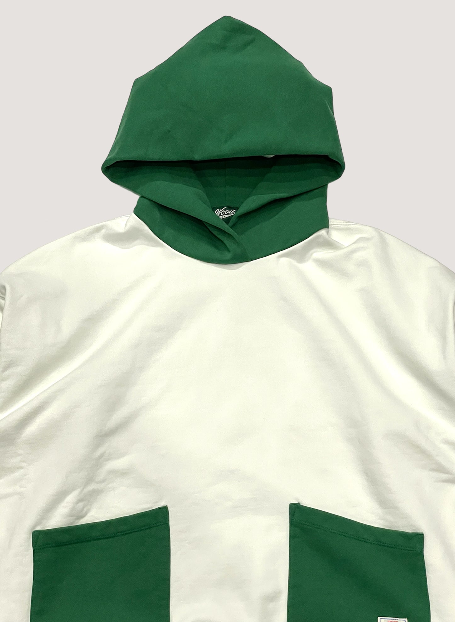 WOODBLOCK 2TONE SWEAT HOODIE GREEN/WHITE (WB-24SS-040)