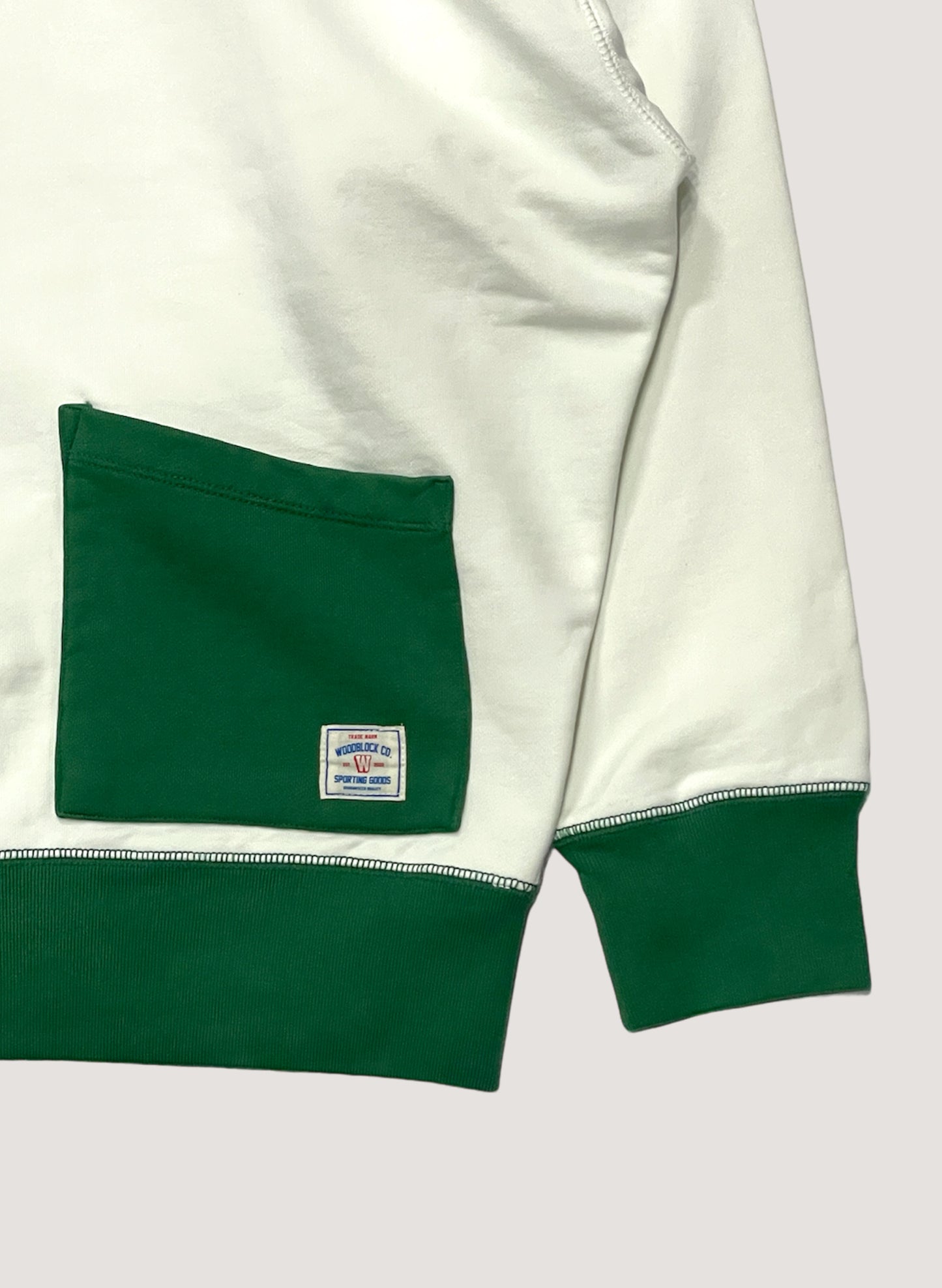 WOODBLOCK 2TONE SWEAT HOODIE GREEN/WHITE (WB-24SS-040)